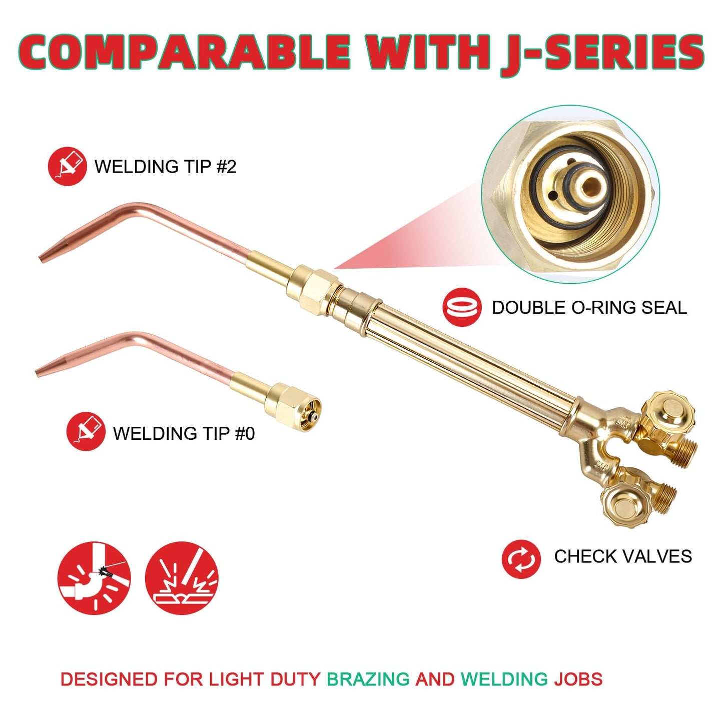 Portable Cutting Torch Kit with Tanks - Oxy Acetylene Welding & Cutting Torch Kit with Hand-Tugging Rod Goggles Long Pipe Brass Nozzle Welding Pressure Gauge CGA540 & CGA200 ﻿