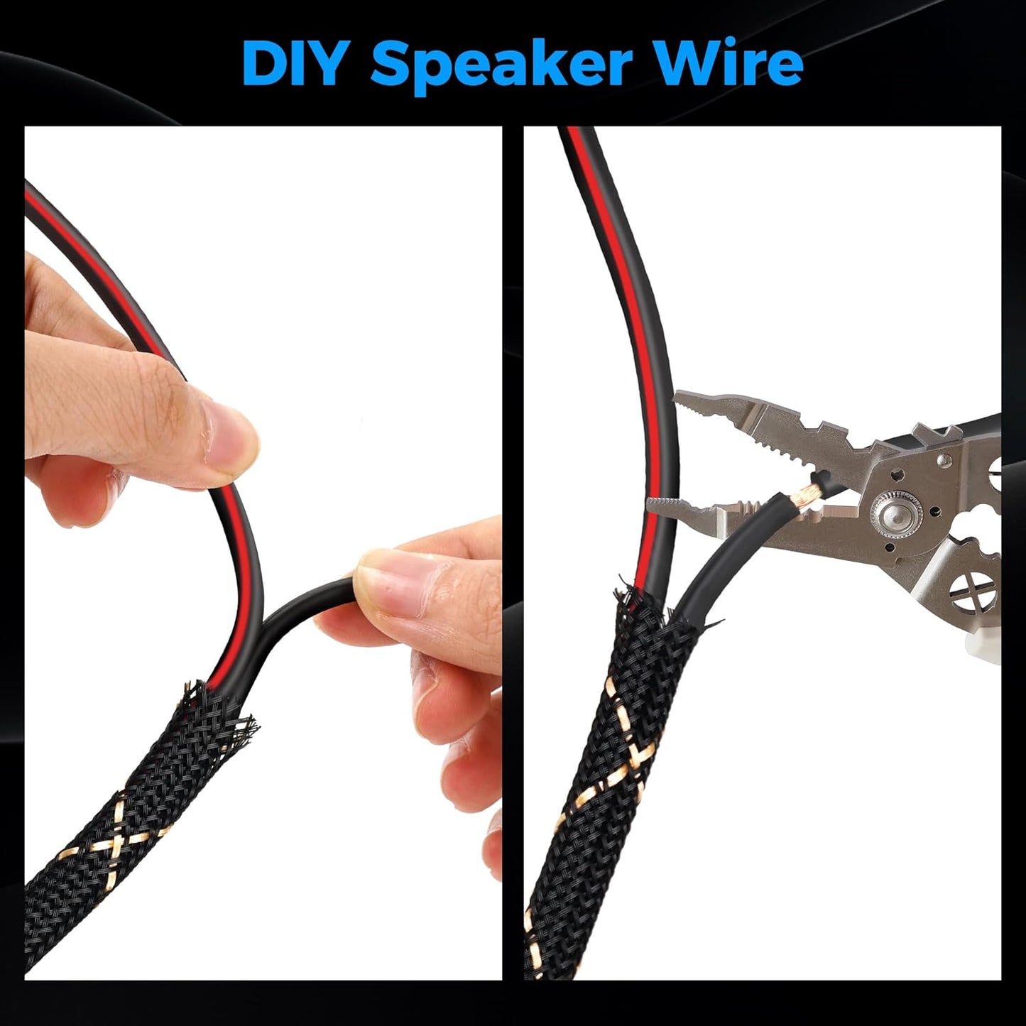 Mygatti 16/2 35 16AWG 2 Speaker Wire Feet, Gauge Speaker Cable, Direct Burial, Durable Nylon Braided, in Wall