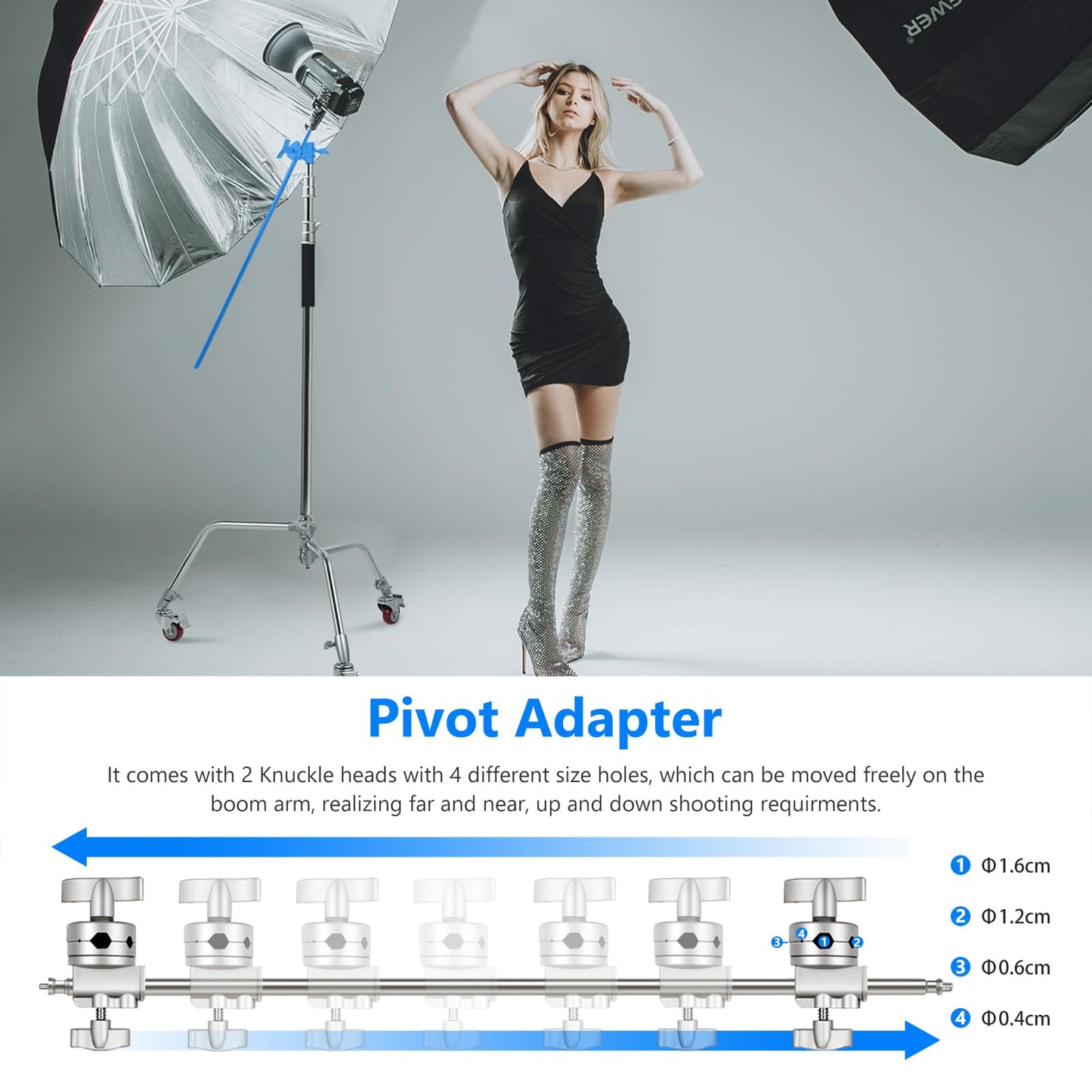 NEEWER Pro 100% Metal C Stand Light Stand with Wheels, Max. Height 10.8ft/330cm Adjustable Reflector Stand with 4ft/120cm Boom Arm & 3 Pulleys for Photo Studio Video Reflector, Monolight, etc
