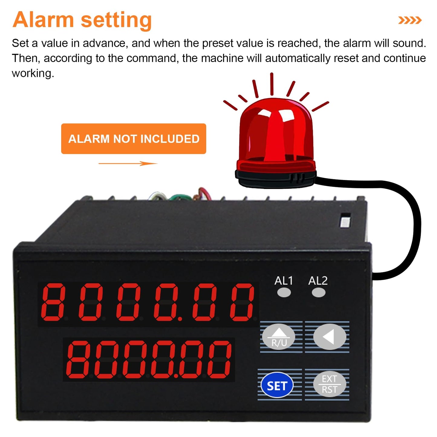 JIAWANSHUN Digital Length Meter Counter with Measure Wheel, Feet/Inch/Meter Selectable Units, 6-Digit Display 0-999999, AC 100-240V Input DC 12V Output