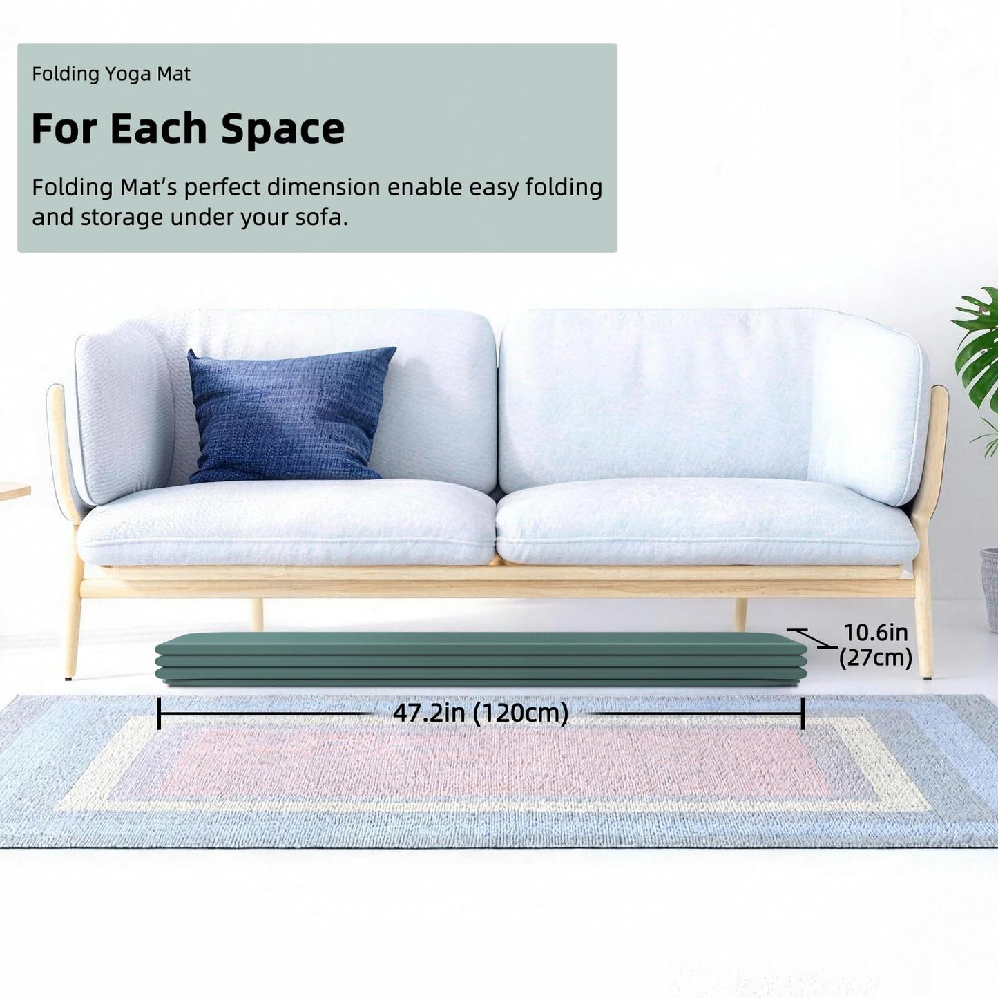 Large Yoga Mat, 74"x47.2" Extra Wide & Long Foldable Yoga Mat, 0.4" Thick Folding Yoga Mat, 2-Person Workout Mat for Home Gym, Extra Large Non-Slip Fitness Mat for HIIT, Yoga, Stretching, Portable Design for Easy Storage