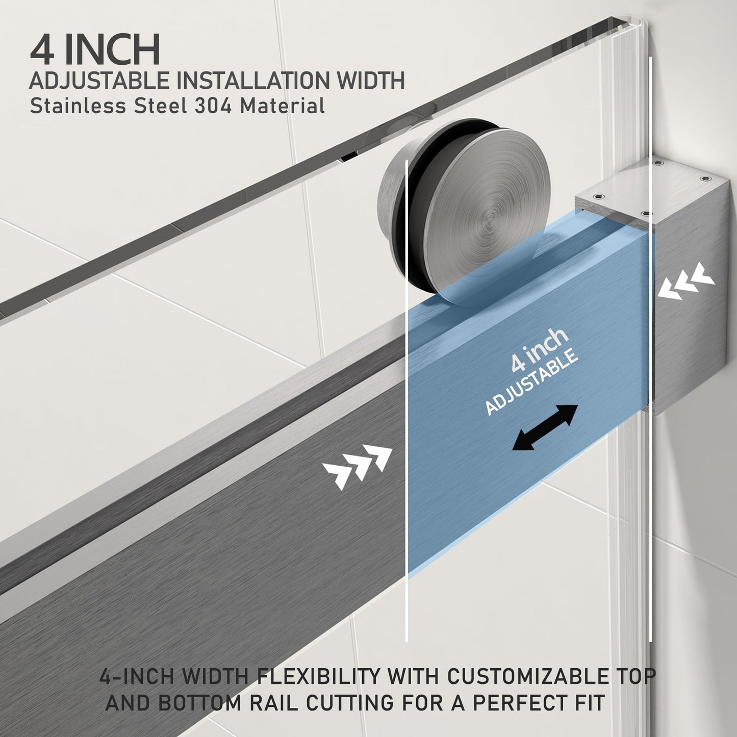 68-72" W x 76" H Shower Door,Frameless Shower Door,Single Sliding Shower Glass Door with 3/8" (10mm) Clear SGCC Tempered Glass, Roller Disc System (Brushed Nickel, 72" Wx76 H-Single Sliding)