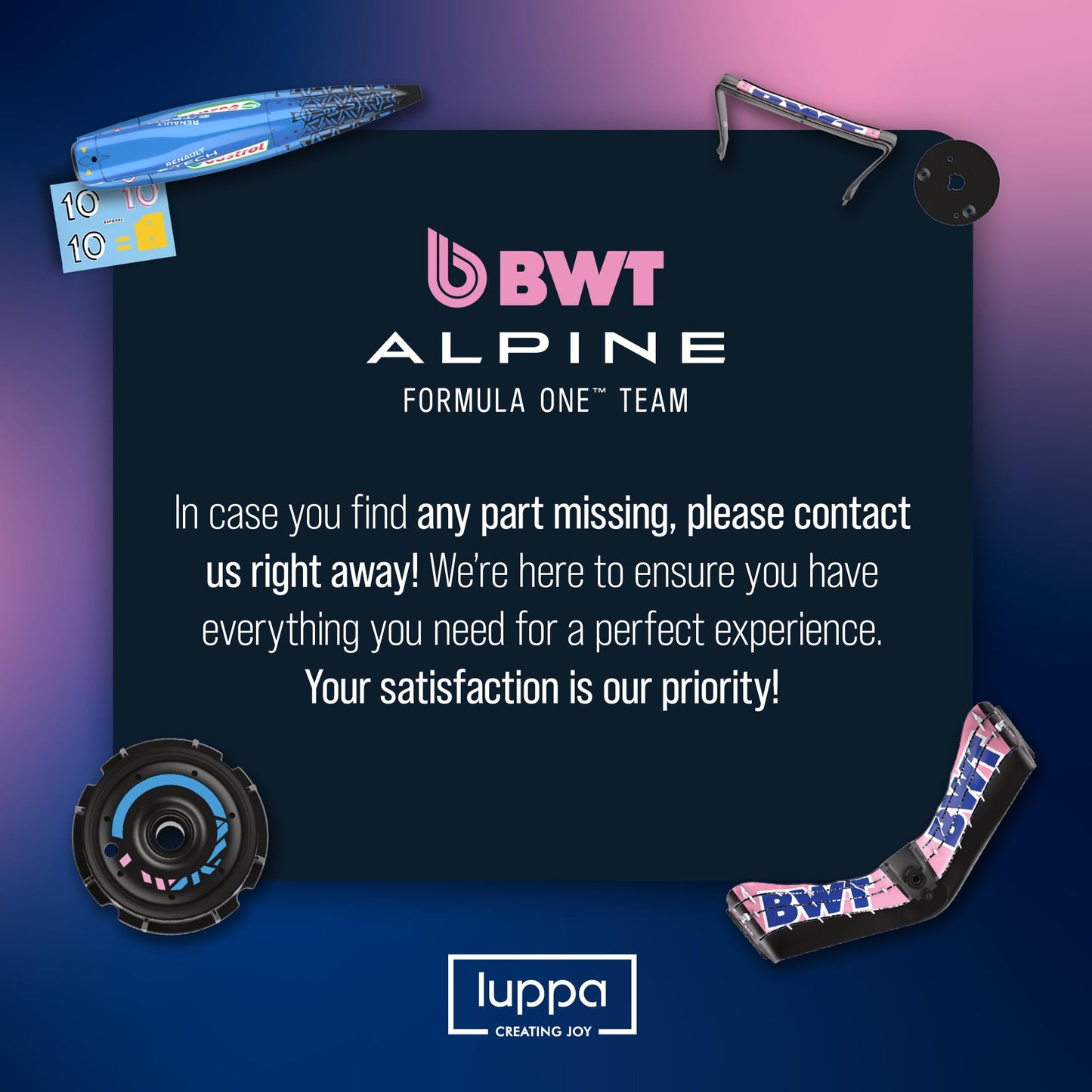 LUPPA Formula 1 ALP A523 Model kit - 1:18 Scale Racing F1 ALP A523 Model Inspired by Pierre Gasly & Esteban Ocon l Building kit, Collectible diecast, 140 Pieces