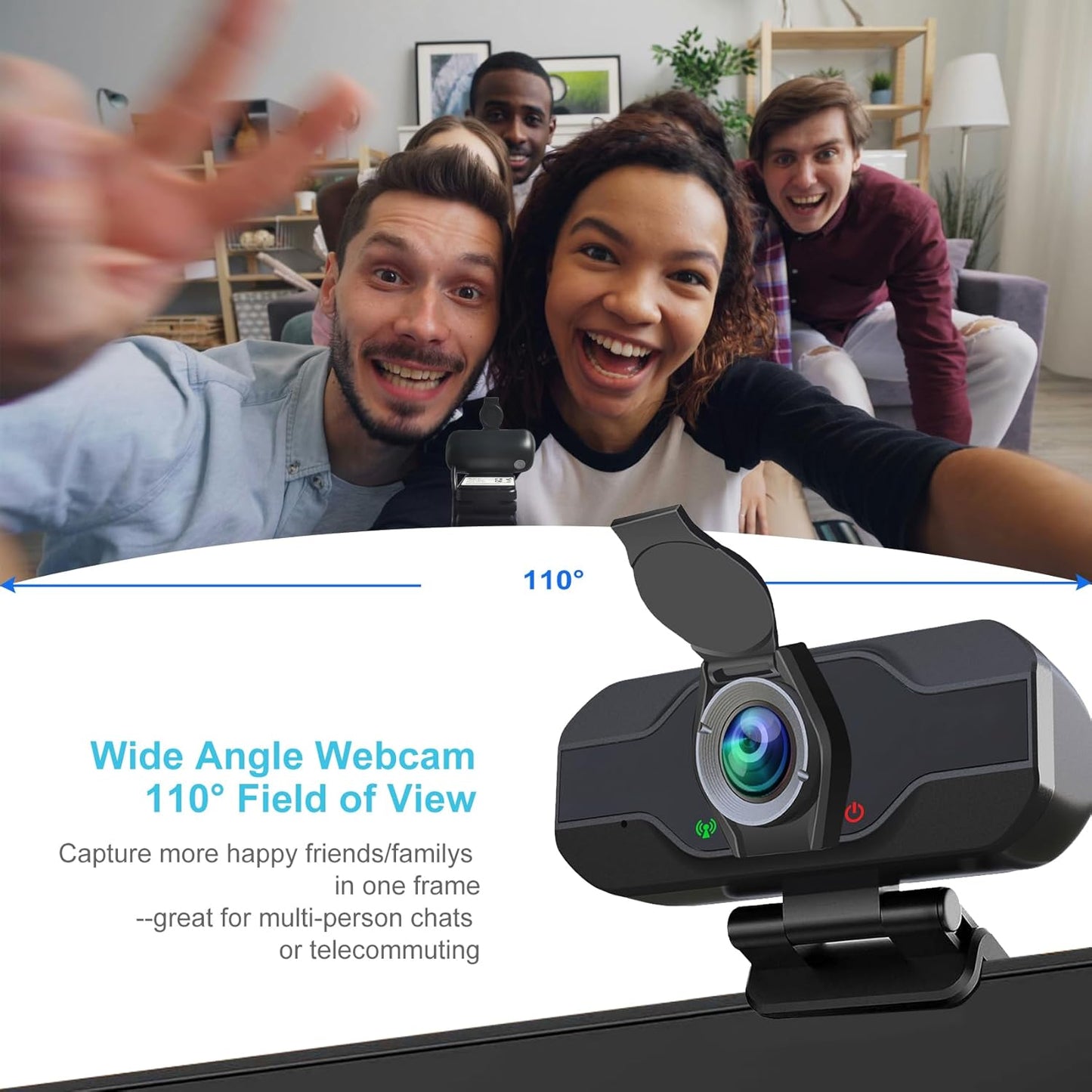 XPCAM 1080p 110 USB C Camera Webcam with Microphone/Tripod/Cover, Auto Light Correction, FOV, Plug & Play Pro Webcam