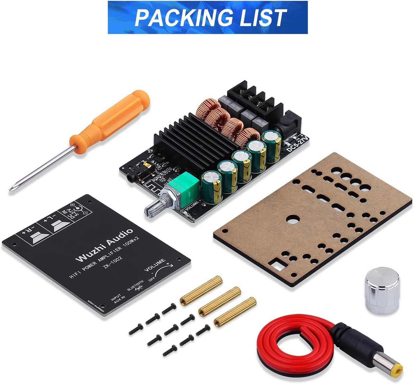 ZK-1002 5.0 100W 2 2.0 5-27V Bluetooth Audio Amplifier Board, x Channel Mini HiFi Power Amplifier Receiver with Volume