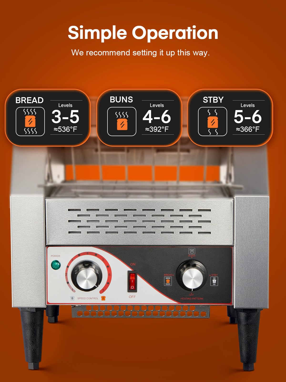 Commercial Conveyor Toaster, 350 Slices/Hour Electric Stainless Heavy Duty Restaurant Toaster, with Dual Heating Tube, 7 Browning Levels, for Bagel, Restaurant, Bakery Cafe, Silver
