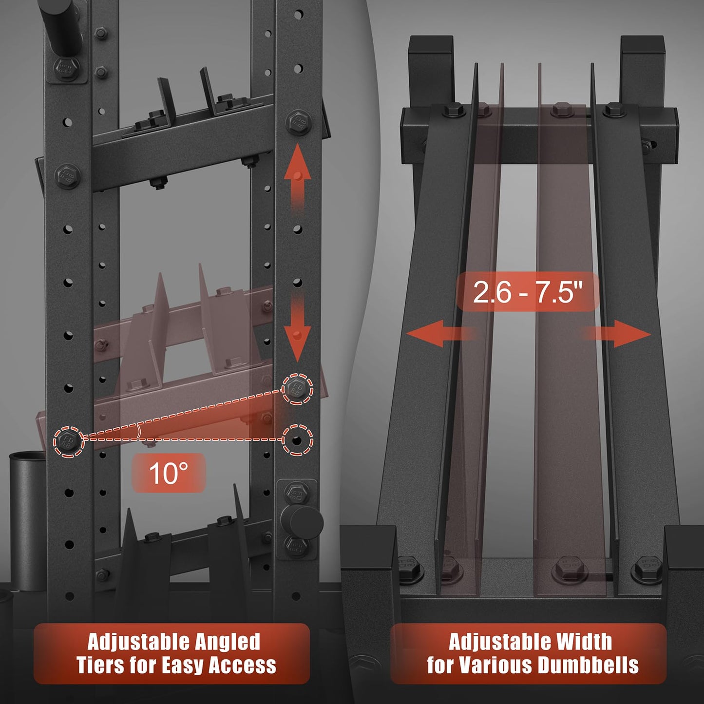 3-Tier Dumbbell Rack, 1100LB Capacity Adjustable Weight Rack for Home Gym, Heavy-Duty Weight Stand for Dumbbells Kettlebells & Weight Plates(Rack Only)