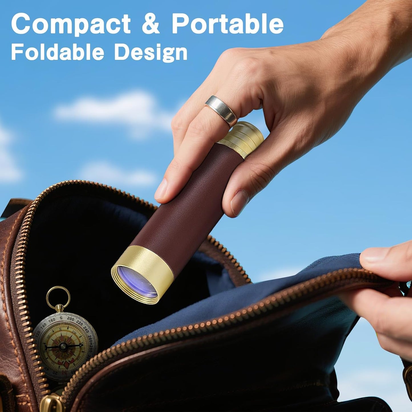 Laupha 25x30 Retro Pirate Telescope Zoomable Spyglass Portable Collapsible Handheld Telescope Vintage Monocular