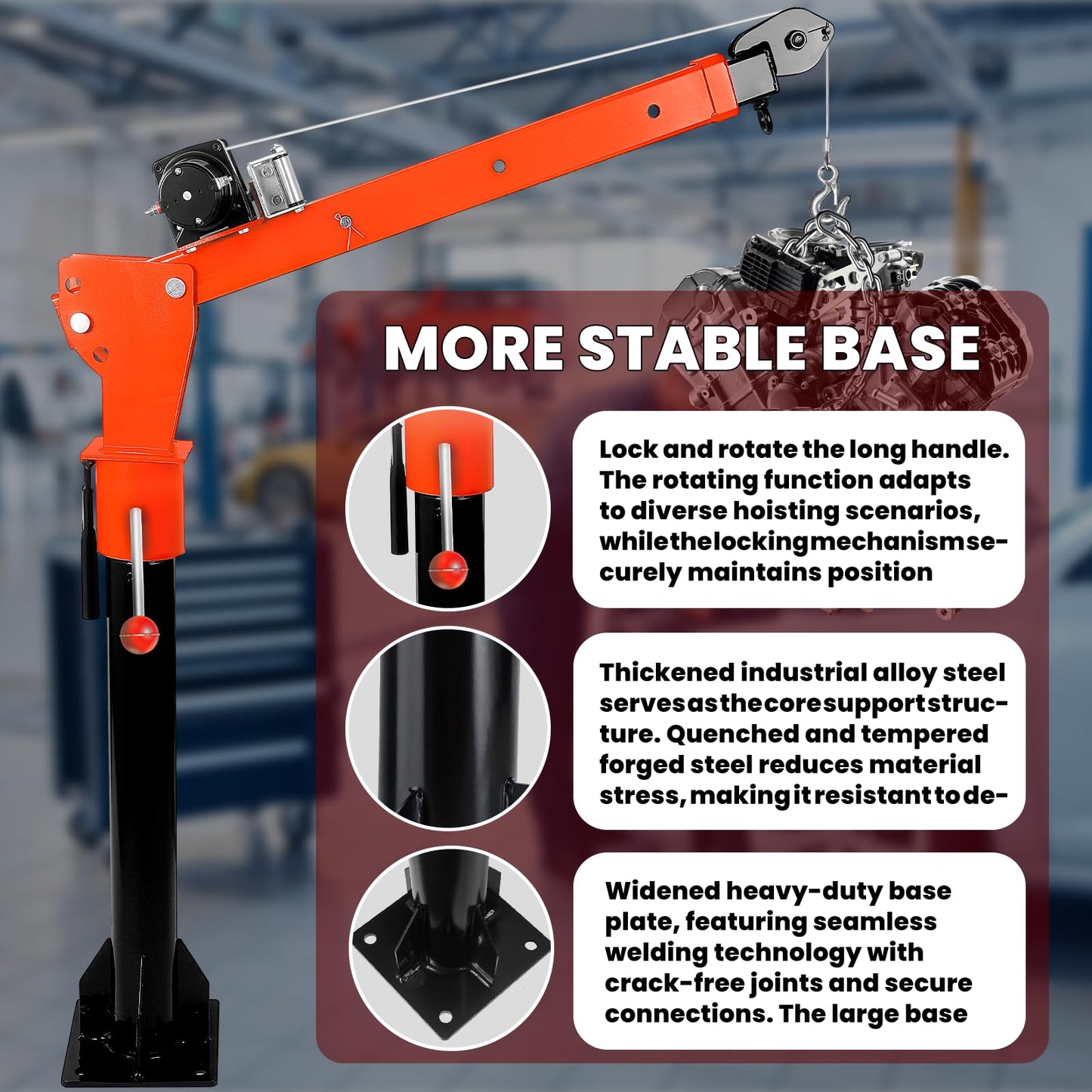 DEFNES 7000LBS Truck Bed Crane, 5000LBS 12V Electric Winch, Painted Alloy Steel Pickup Truck Jib Crane 360° Swivel Lift Electric Hoist, 3 Adjustable Loads & Heights, Truck Crane for Truck (5000LBS)