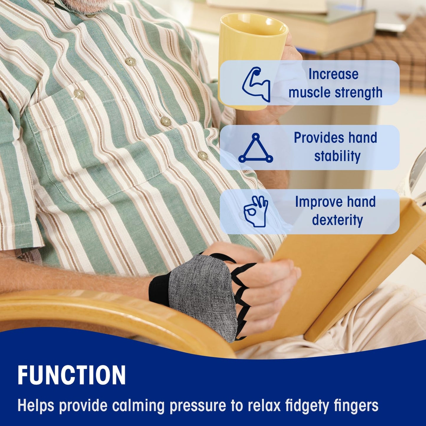 Zipcase Weighted Gloves for Tremors to Provide Hand Stability and Improve Hand Dexterity, Perfect Writing Weights & Hand strengthening Tool (1/2lb, Left） Gray