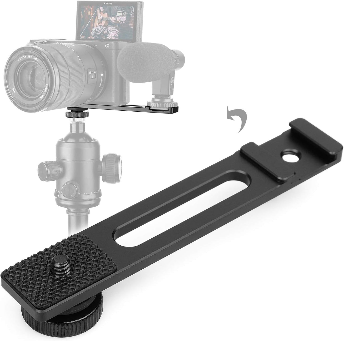 ChromLives 1/4'' A6400 6300 6500 6000 4 Cold Shoe Bracket Extension Bar, Hot Shoe Extension, Microphone Mount