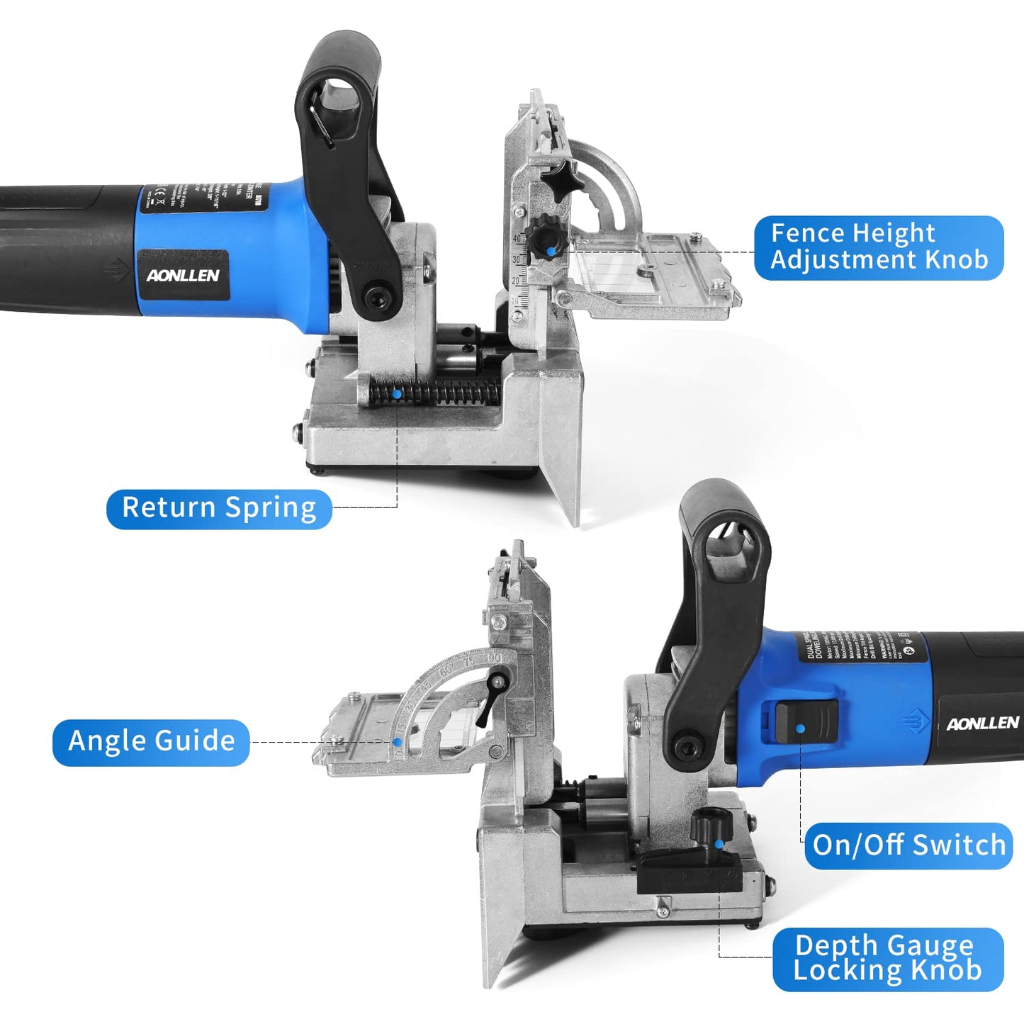 AONLLEN DJ710 Dual Spindle Dowel Jointer,Wood Dowels Joiner,with two 8mm and 6mm bits,Wooden Dowel Pins 80pcs,Biscuit Joiner