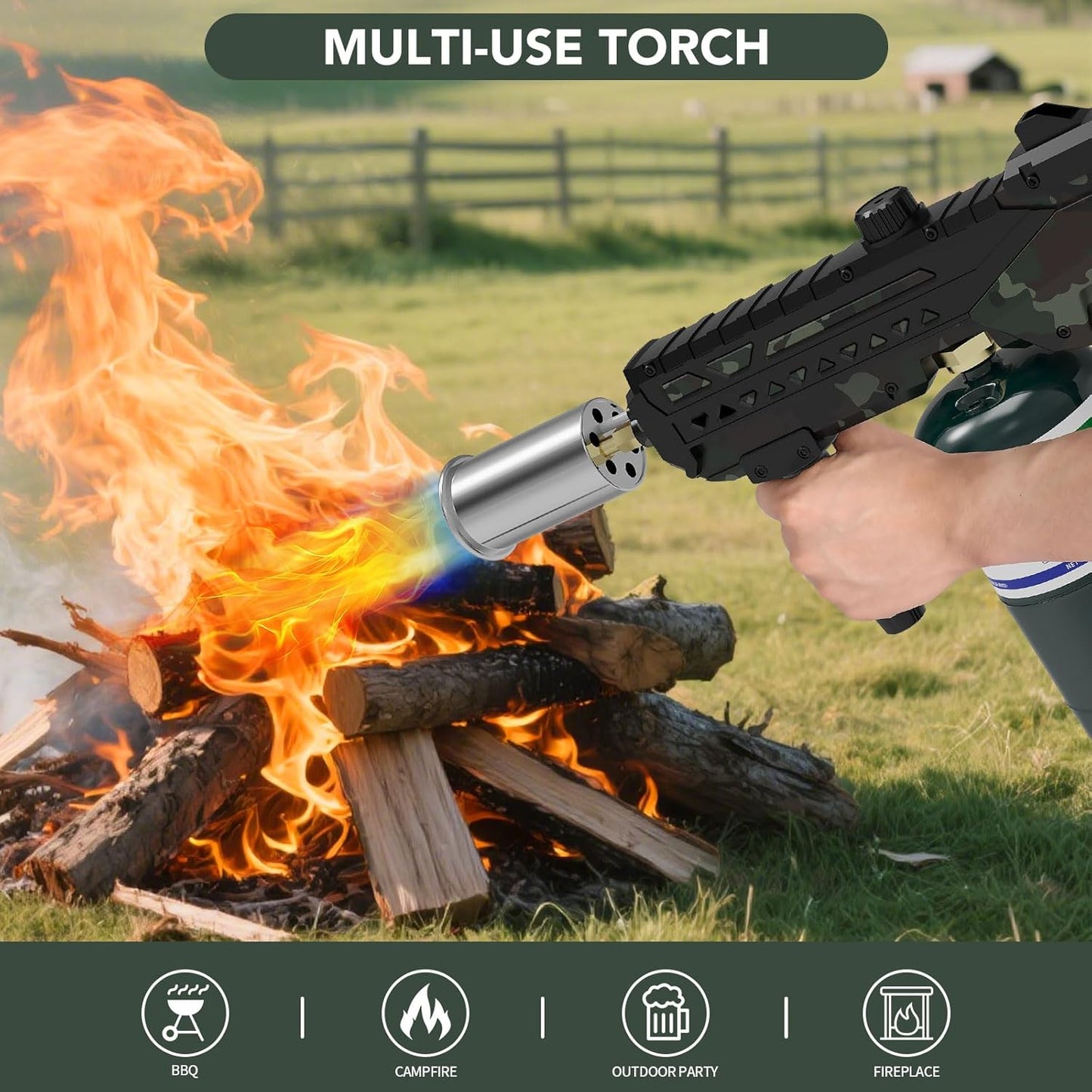 Sondiko Culinary Torch - Powerful Propane Cooking Gun for Searing Steak & BBQ | Adjustable Burner