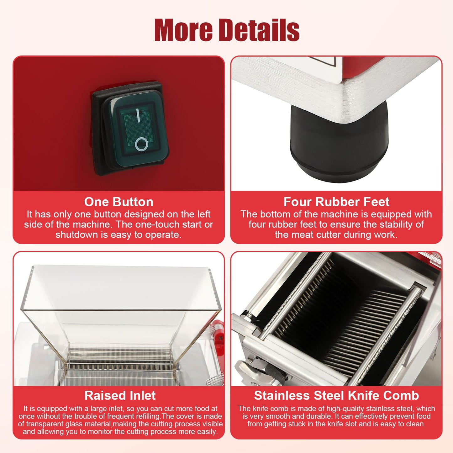 Bepritm Electric Meat Cutter Machine, 1100W Meat Shredding Machine with Cover, Commercial Stainless Steel Meat Slicer Shredder Restaurant for Home Kitchen,Restaurant,Supermarket