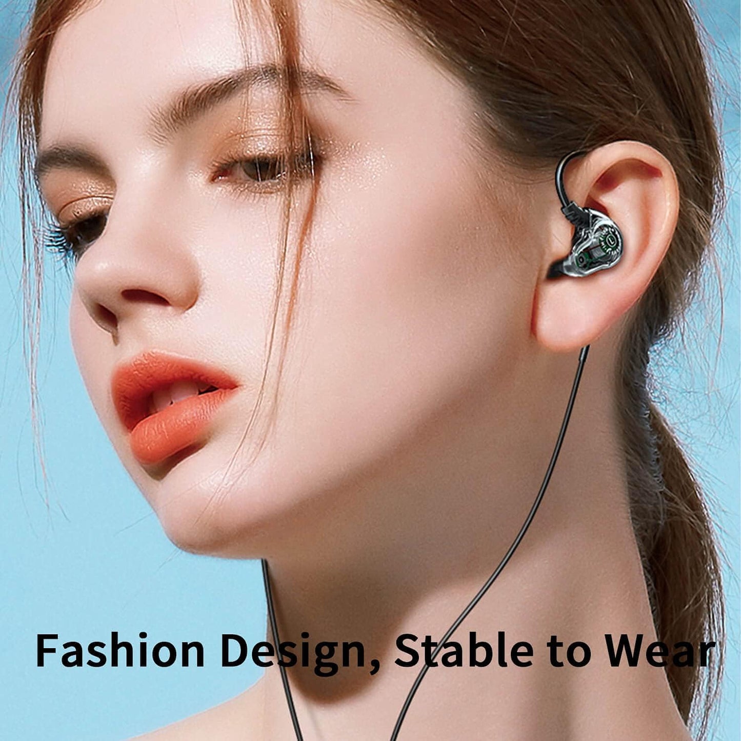 3.5mm MP3 Dual Driver Wired Ear Buds with Mic and Extra Bass, Ear Phones with Cord, Jack Plug in Headphones, Wire