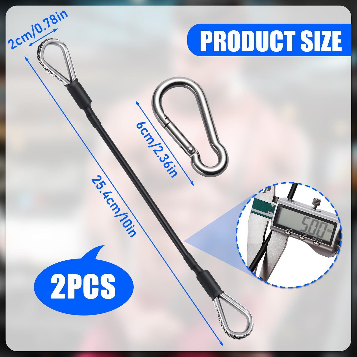 TOBWOLF 2PCS 10" Gym Extension Cable, Fitness Extension Rope Attachments Compatible with Home Gym Accessories, Replacement Gym Cables Machine Extension for LAT/Tricep Pull Down, Leg Extensions Machine