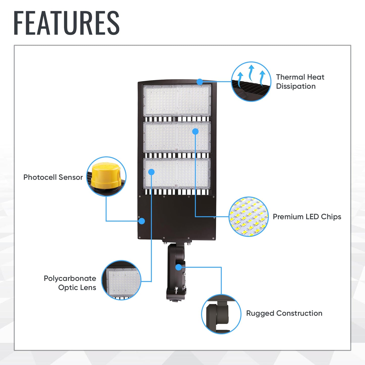 Ledmyplace LED Parking lot Light, 450W Shoebox Light with Dusk to Dawn Photocell, 60750LM, 5700K Daylight, 120-277V, IP65 Waterproof, Commercial Street & Area Lighting for Sports, Stadium,