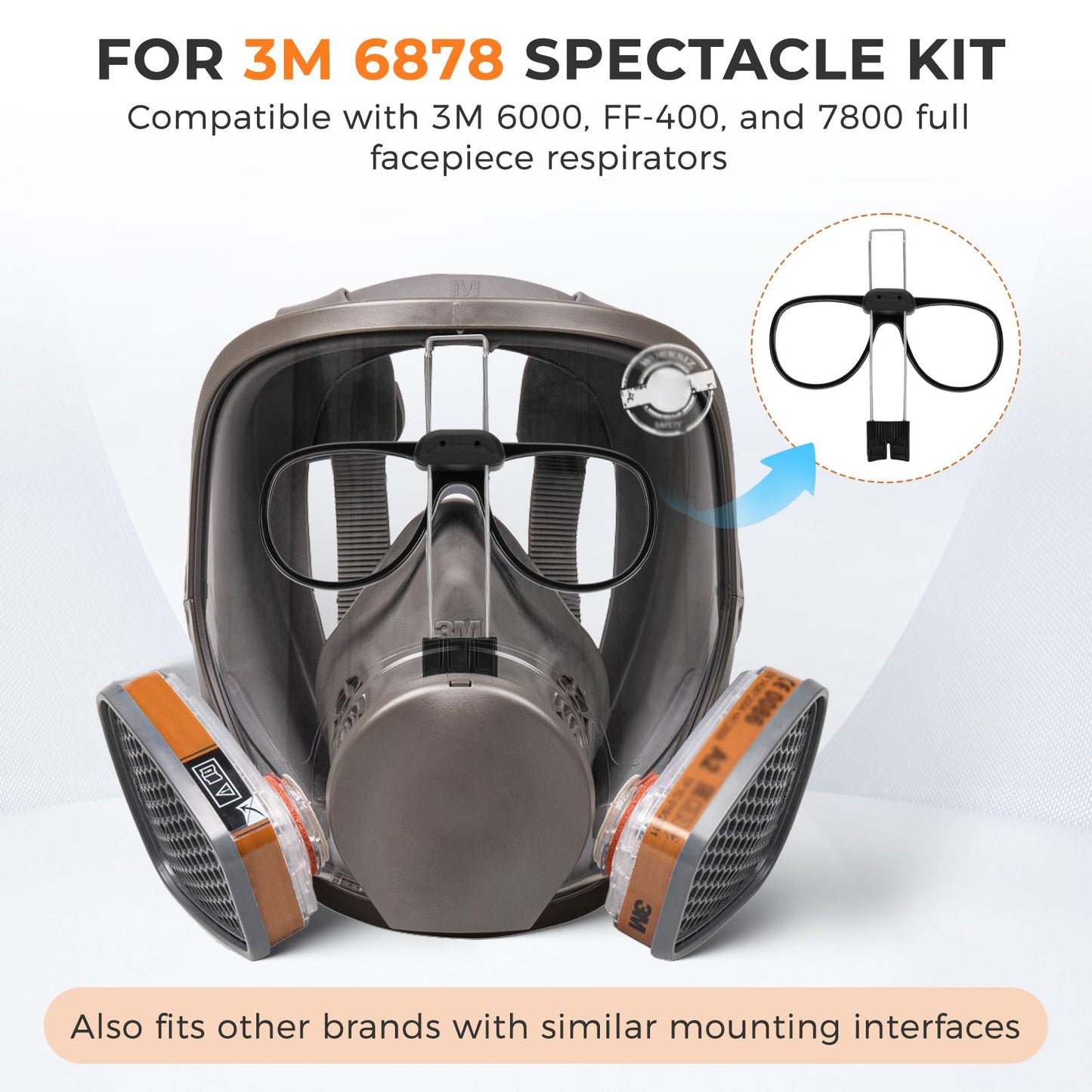 6878 Spectacle Kit, Compatible with 3m Spectacle Kit, for 3M Full Facepiece Respirators Including 6000, FF-400, and 7000 Series, Adjustable Prescription Lens Frame for Eye Glass Wearers, Not Included
