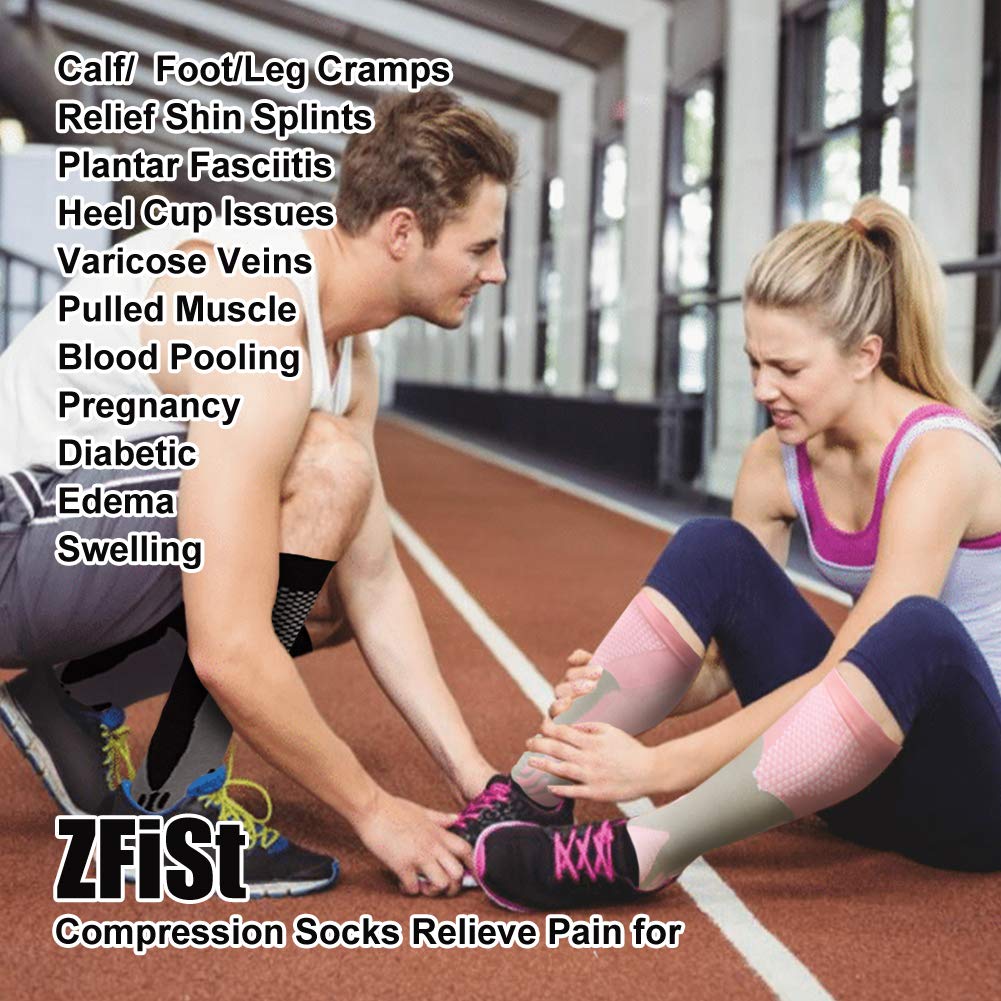 ZFiSt 3 Pair Sport Compression Socks Men Women, Compression Stocking Nurse Socks for Edema Travel(Black+black+black,XXL)