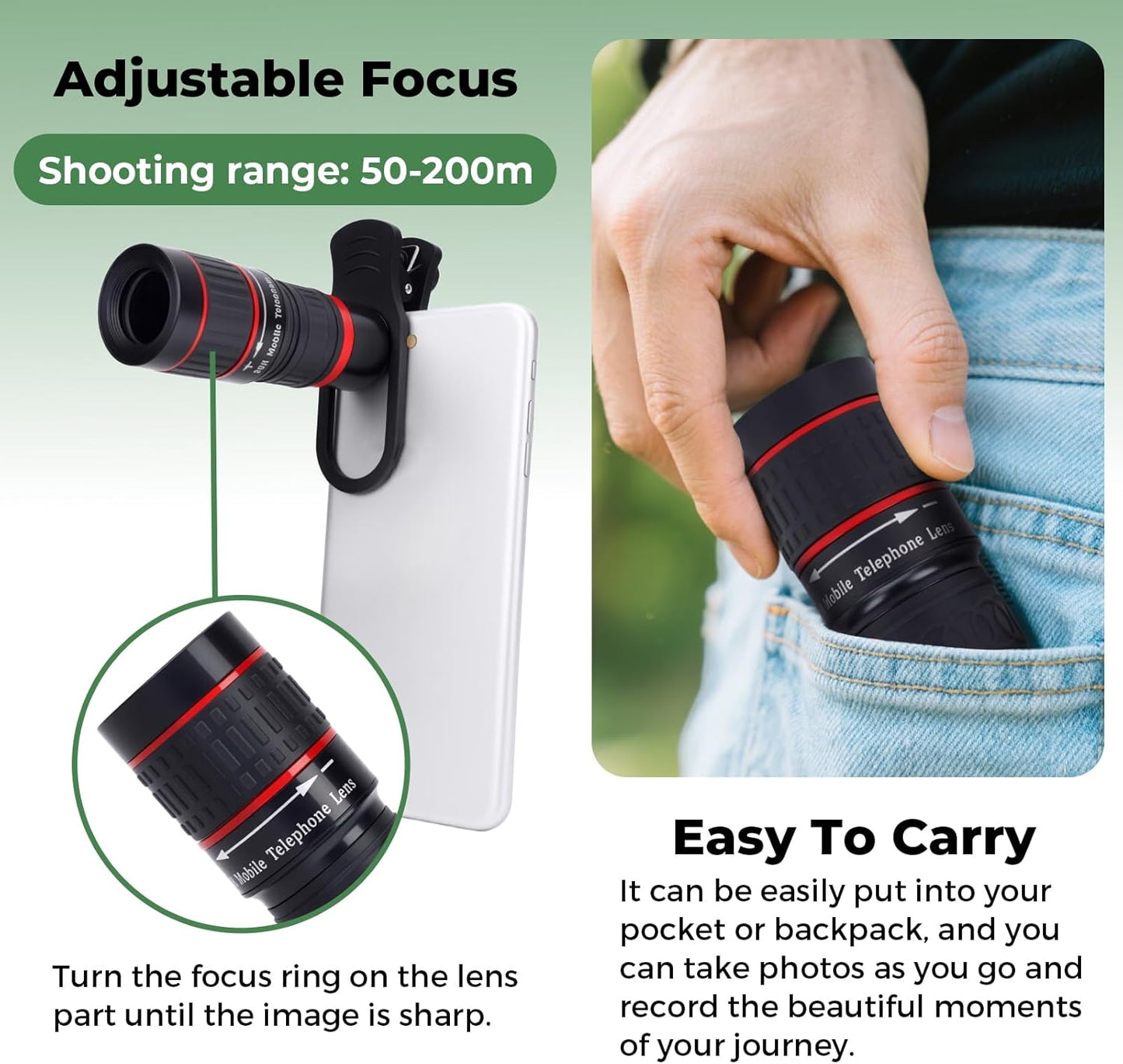 Acouto 20X Telephoto Lens for Smartphones - Black