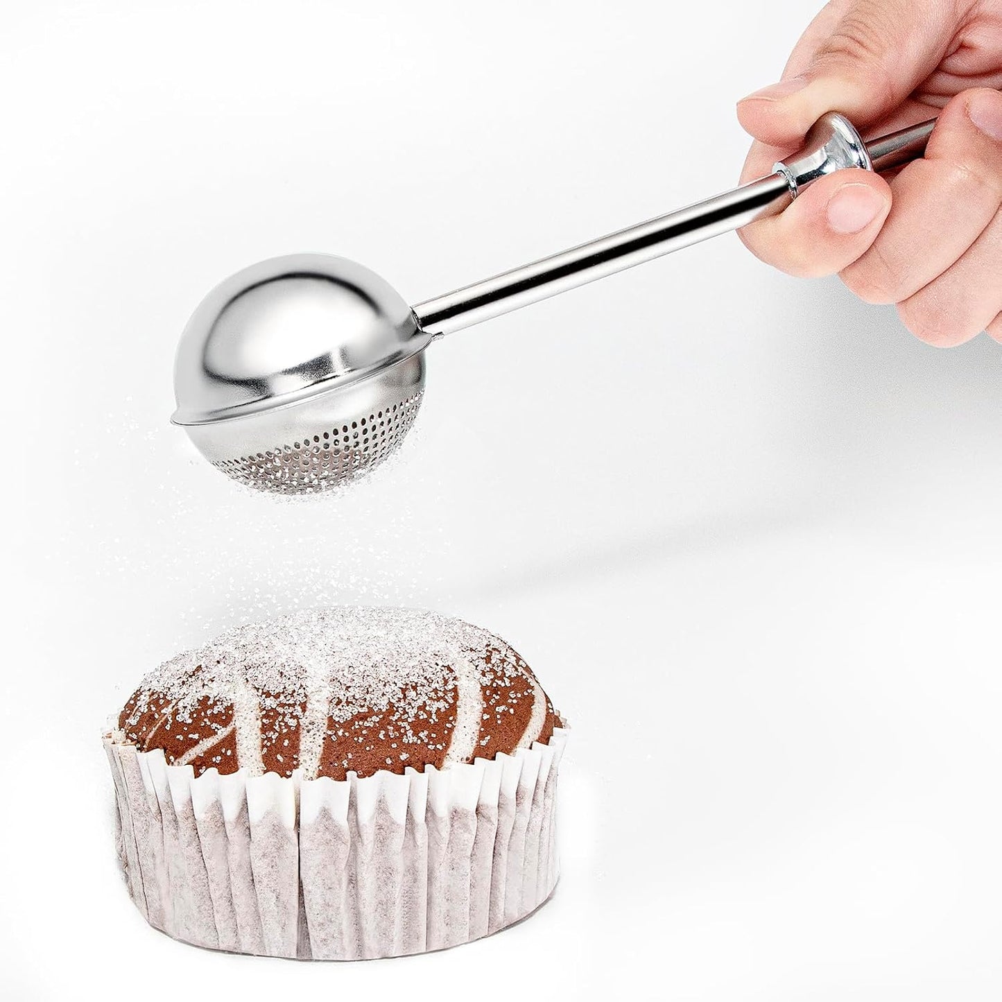 XVBITOR Sugar Shaker - Stainless Steel Powdered Sugar Duster with Fine Mesh Dispenser & Spring Handle