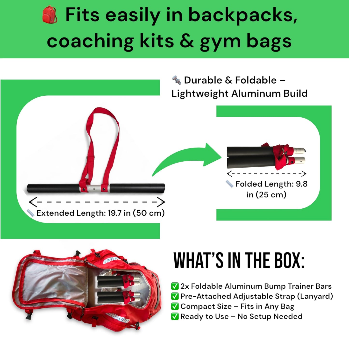 BOARDEE Bump-Pass Volleyball Training Equipment Kit for Proper Passing Technique – Foldable Sticks with Adjustable Fit and Foam-Padded Ends – Training Volleyball Gifts for Solo or Team Practice