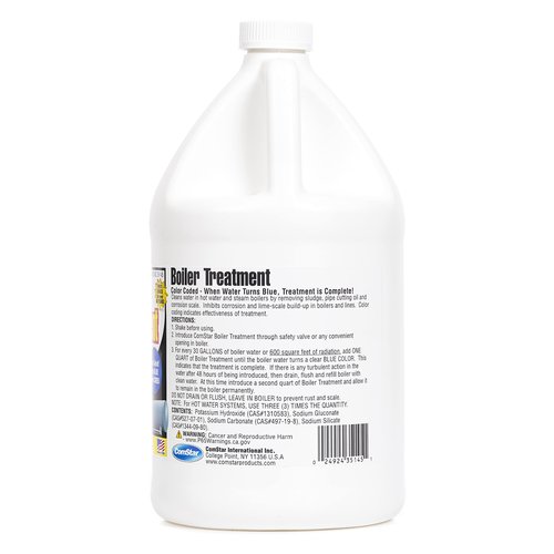 ComStar Boiler Treatment w/Blue Color Indicator, Boiler Water Cleaner & pH Neutralizer, Prevents Rust, Scale in Boiler Water Without Flushing, Helps to Remove Oil & Sludge, 1 Gallon (35-145)