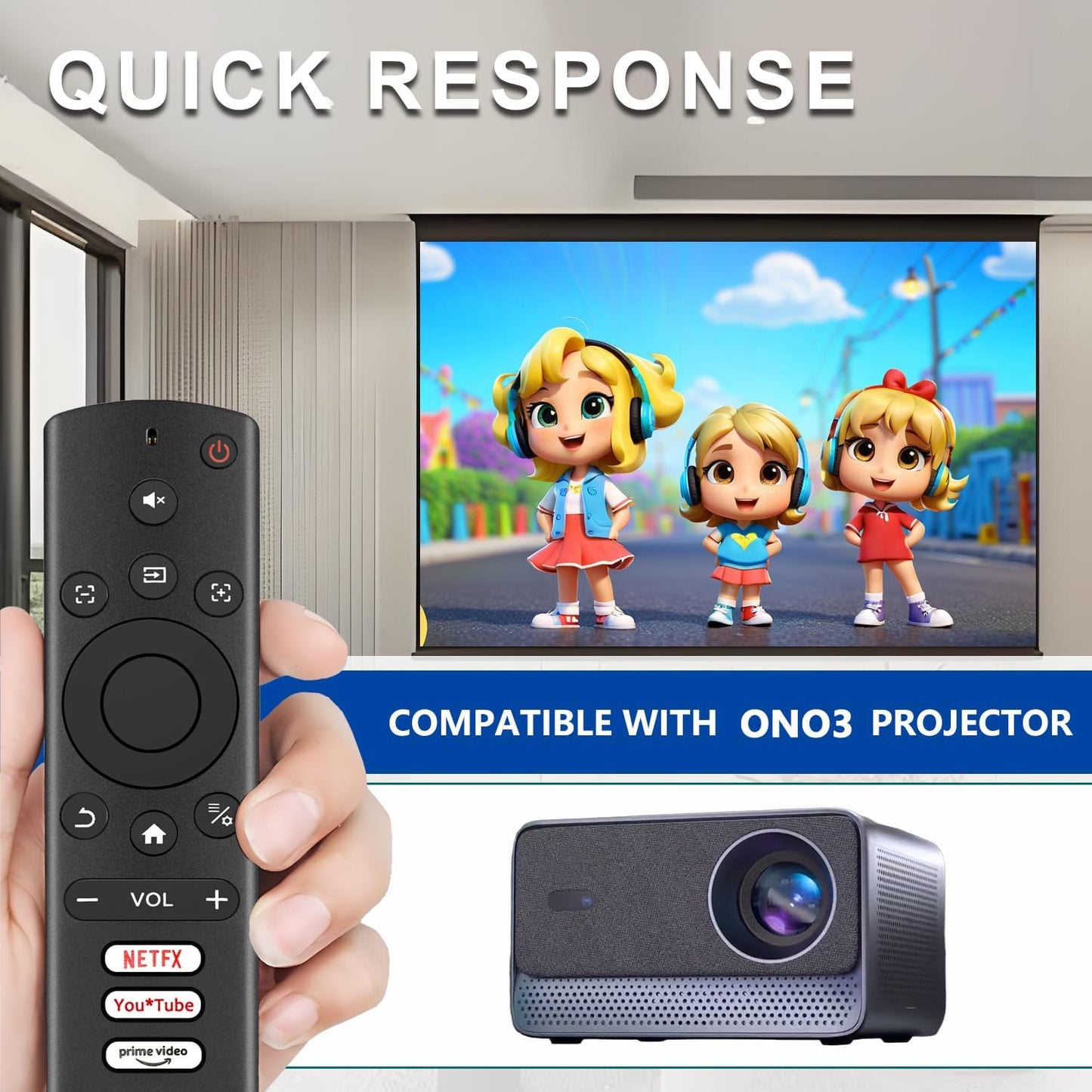 KhotIlong ONO3 Projector.(1Pack) Replacement Remote Control for Portable Projector,Compatible with ONOAYO Pro Portable