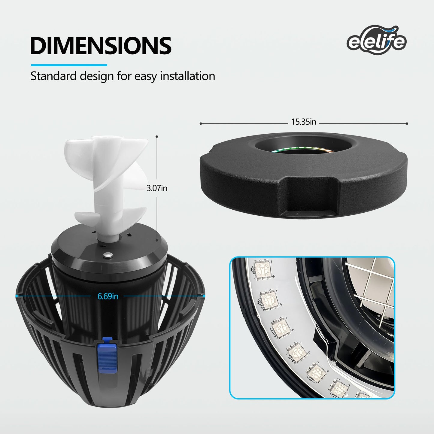 RGB Pond Fountain Aerator, 20000 GPH Floating Aerating Pump, 50ft Power Cord, Time Control, Perfect for Ponds & Lakes