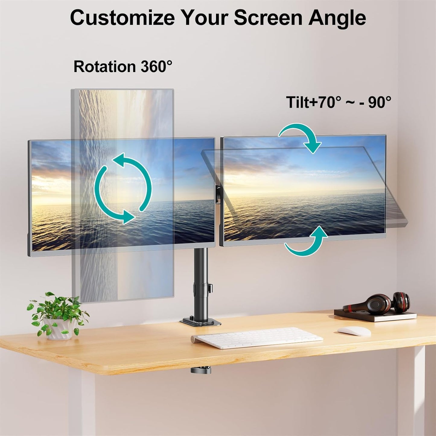 MOUNT PRO 13-32 Inch/17.6lbs 2 75x75/100x100mm Dual Monitor Mount Fits LCD Screen, Computer Monitor Desk Mount