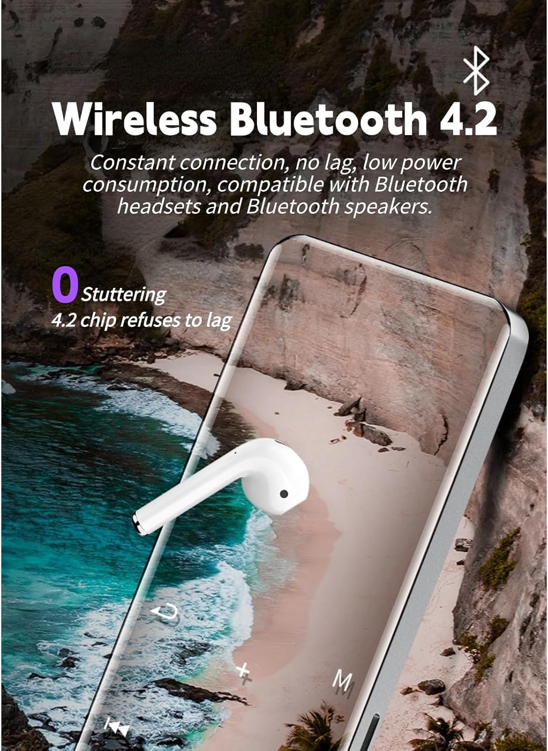 MP3 1.8 Inch 4.2 8GB 128GB MP4 Player Screen Bluetooth Memory Expandable Noise Reduction Lossless Portable Player