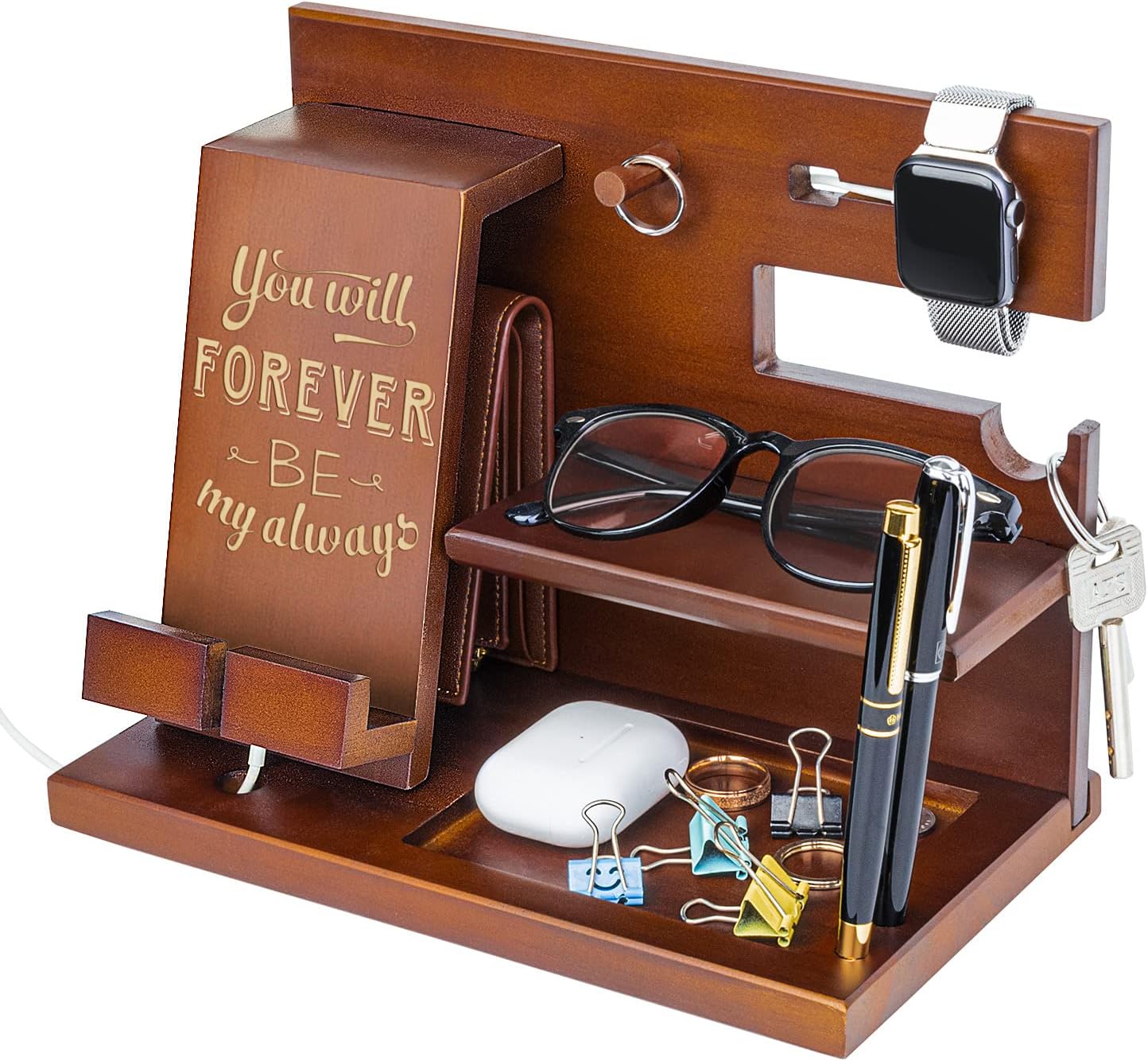 awofer Wood Docking Station For Men Personalized Gifts For Man Wooden Gifts For Husband Him Boyfriend Mens Anniversary