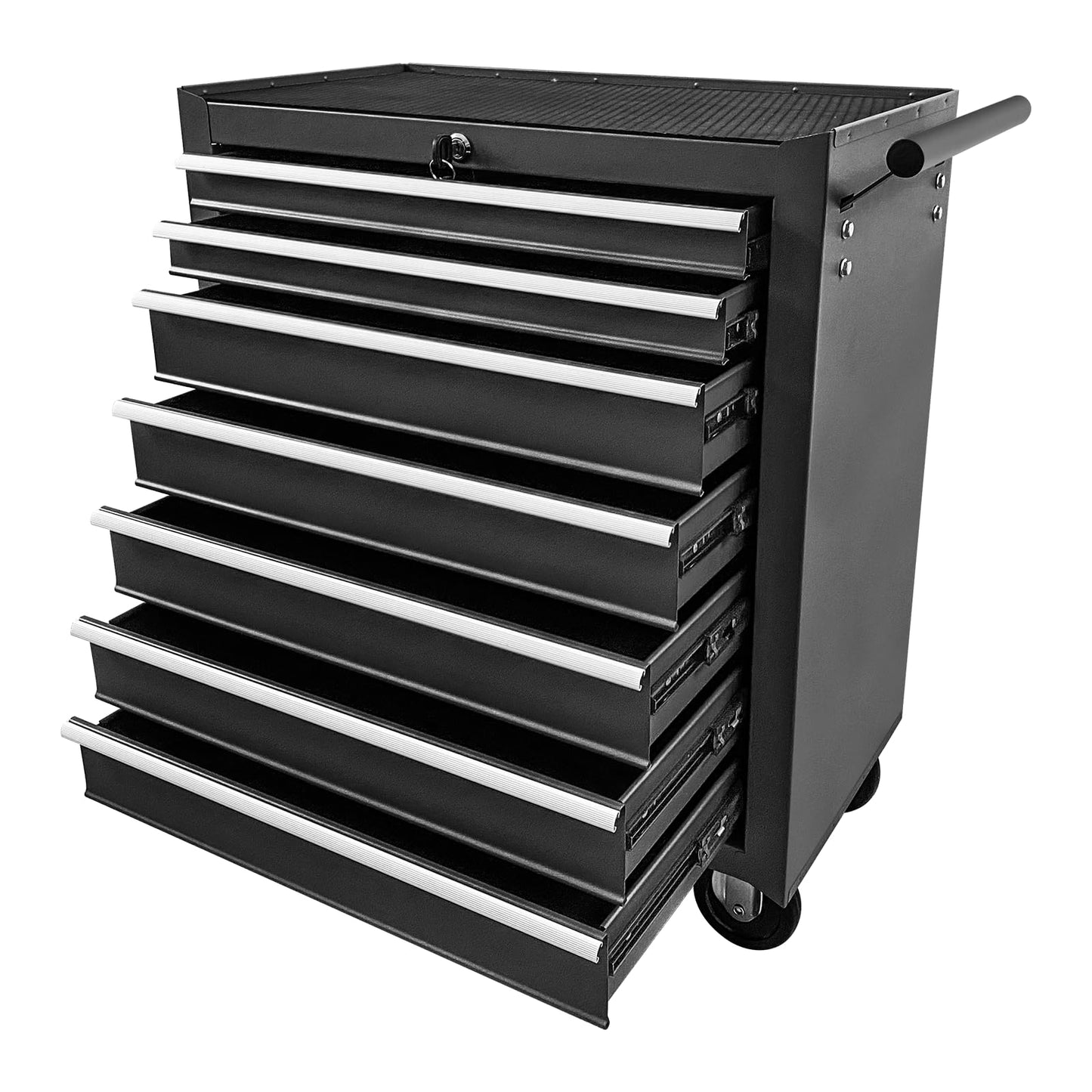 Rovibek 7-Drawer Rolling Tool Chest, Metal Rolling Tool Box with Lockable Drawers, High Capacity Tool Storage Cabinet for Garage, Workshop, Warehouse, Mechanics, Repair Shop (Black)