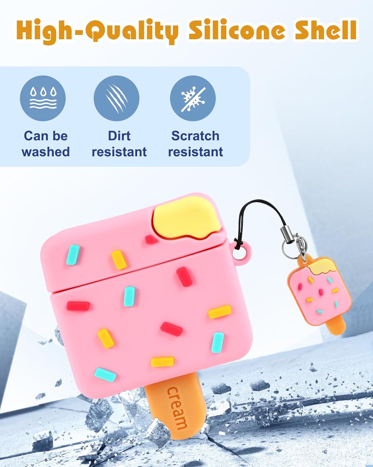 Boaretiu 4th 4th (2024) 3D 4 for Airpods Case - with Keychain and Cleaner Kit for AirPods Generation Case Ice Cream