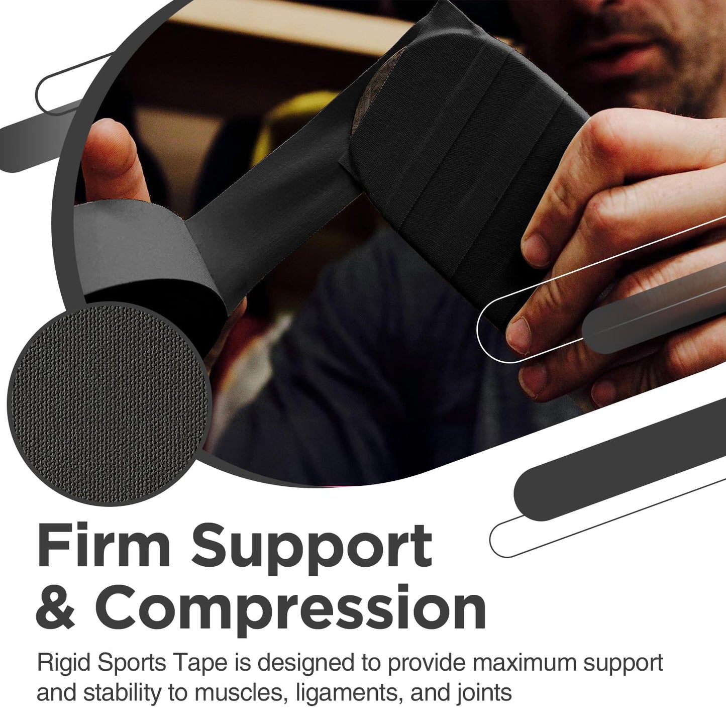 OK TAPE Athletic Sports Tape（4 Packs) Black- 32.8ft Per Roll Athletic Tape for Injuries,Strong Stick No Residue Athlete & Sport Trainers First Aid Injury Wrap, Hockey Stick