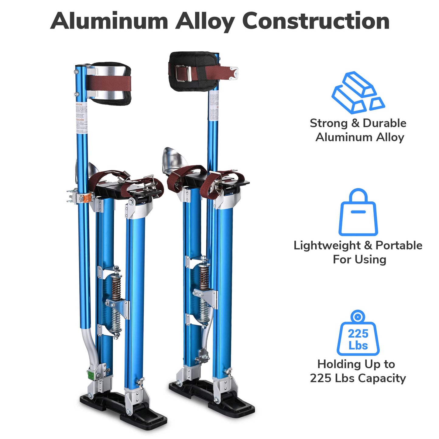 Yescom Drywall Stilts 24" - 40" Adjustable Aluminum Drywall Tool with Comfort Knee Pads for Ceiling Sheetrock Taping Parade Costume Cleaning String Light Decor - Non-Slip Blue Stilts