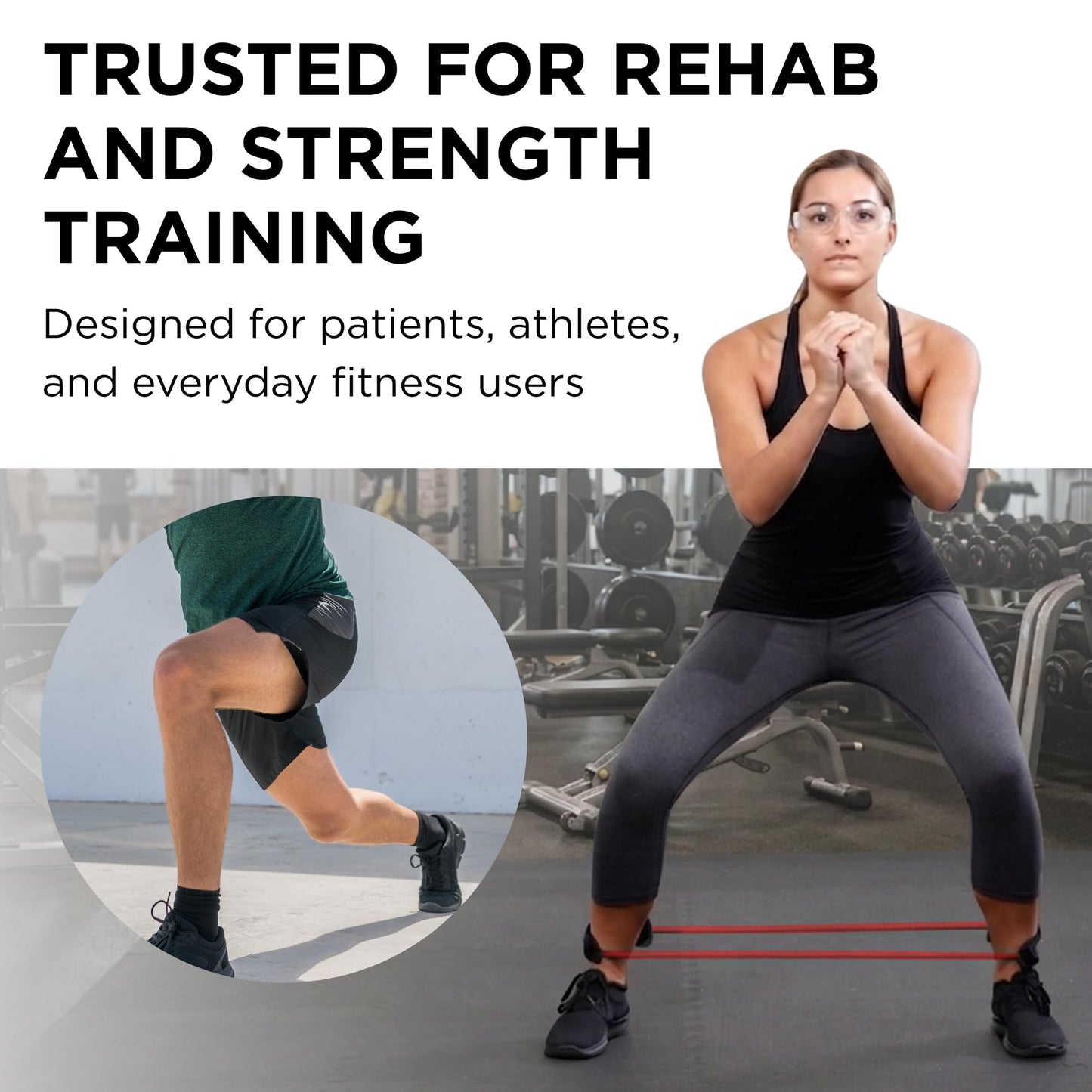 THERABAND Resistance Tubing with Cuffs, Medium Red Level 2, Exercise Bands for Lower Body Workouts, Physical Therapy, Pilates & At-Home Training