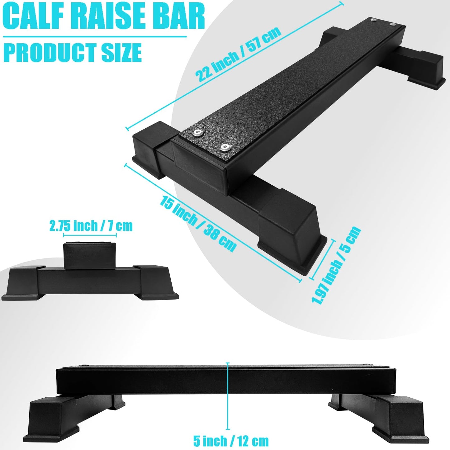Steel Calf Raise Bar, Standing Calf Raise Platform Machine, Calf Raise Block Rack for Calf Stretching, Squat, Foot Stretch (22 inch)