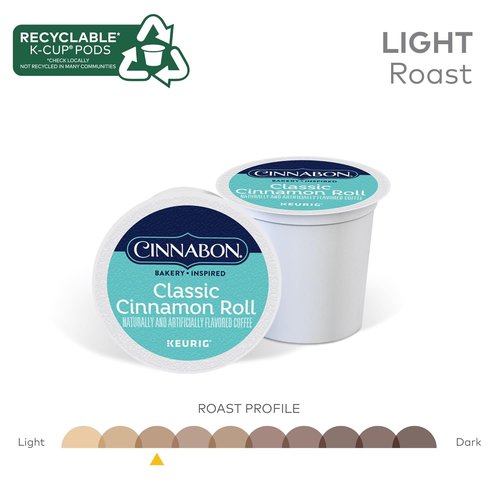 Cinnabon K-Cup Pods - Classic Cinnamon Roll Light Roast Coffee | 48 Count for Delicious Brews