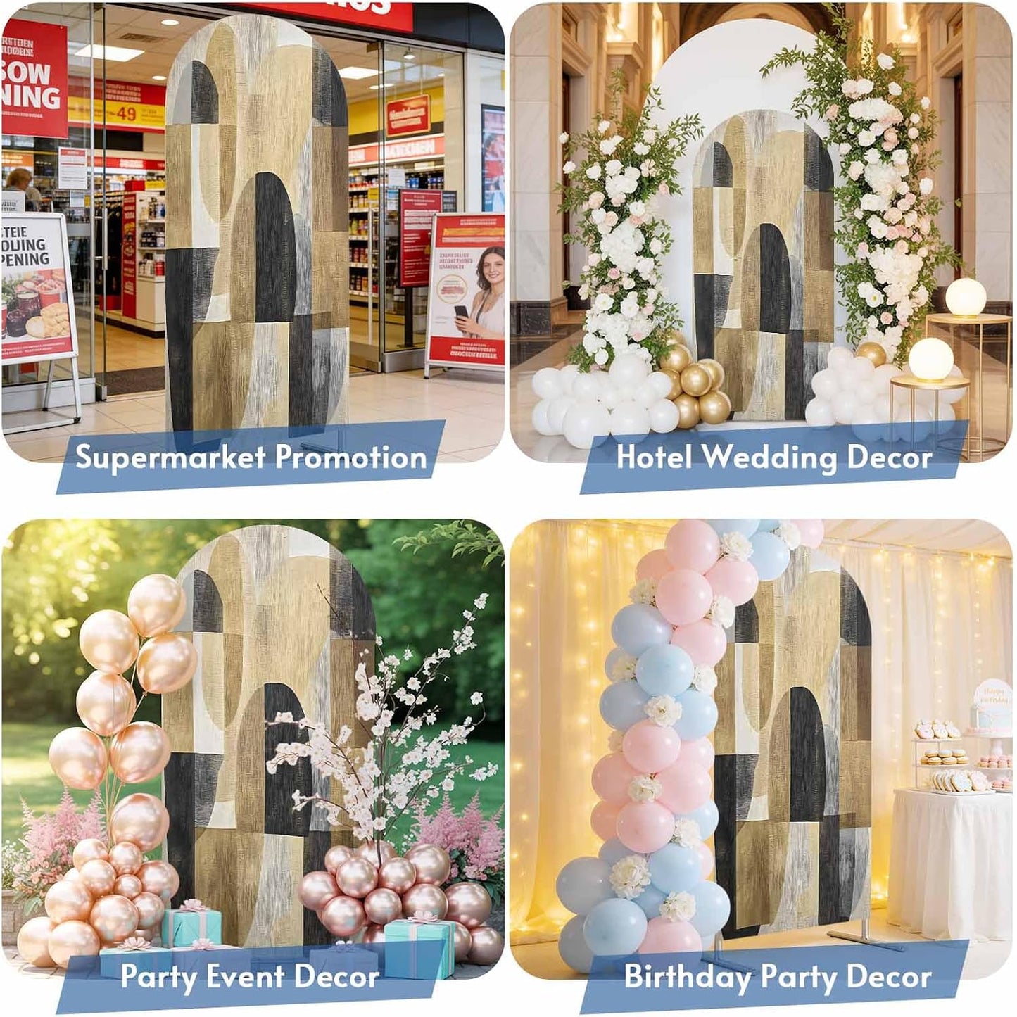 Jnbasdffb 7.2 Vintage Boho Wedding Arch Cover, Stretchy Spandex Arch Backdrop Stand Covers FT, Abstract Oil Painting
