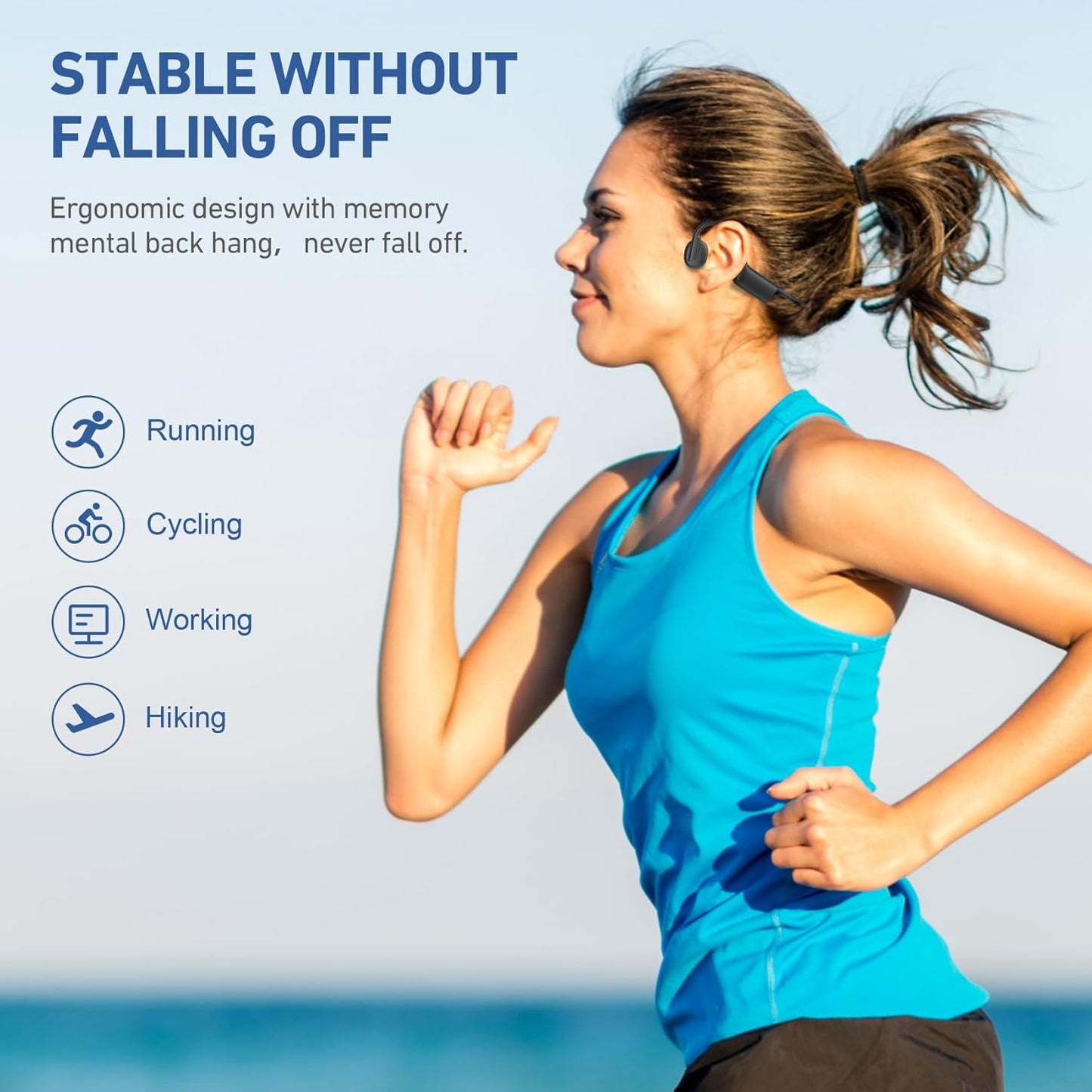 5.4 12H IPX6 Headset Bone Conduction Headphones Bluetooth Open Ear Headphones with Mic, Wireless Earphones, Sports