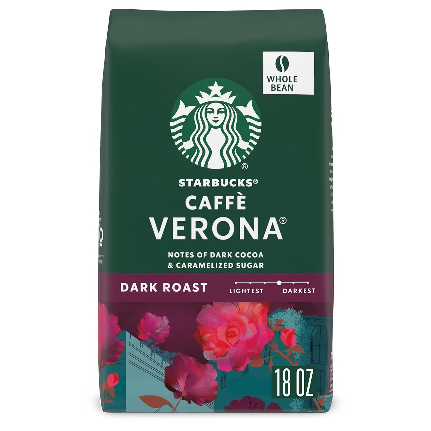 Starbucks Whole Bean Coffee - Dark Roast Caffè Verona, 100% Arabica, 18 oz Bag