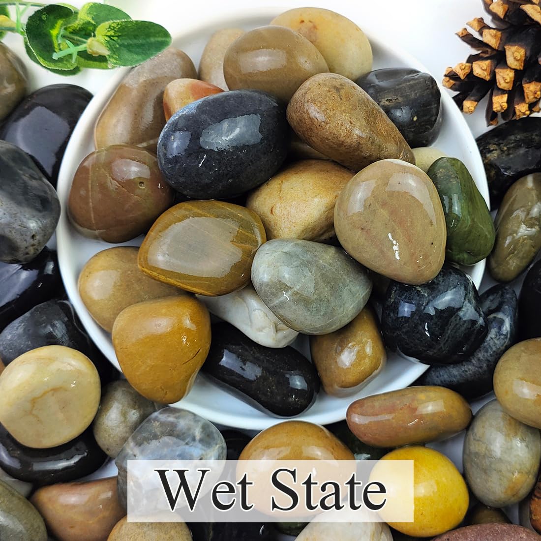 YISZM 40lbs Natural River Rocks, 1-2" Premium Pebbles for Garden and Landscape Design, Hand-Picked Smooth Stones for Fish Tank, Flower Pots, Indoor Water Fountains, Pathways, Backyard