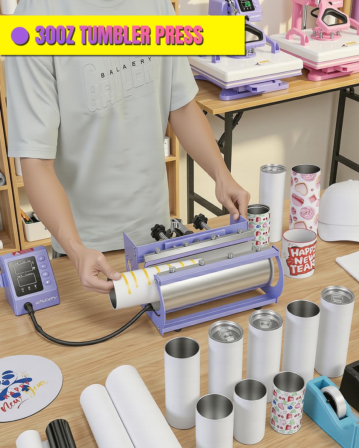 15x15 Heat Press Machine for T Shirts with 30oz Tumbler Press 5-in-1 Slide Out Easy Loading Heat Transfer with Dual-Tube Heating & 4-Zone PID Temp Controller for Quick & Even Heat on Hat Cap Mug Plate