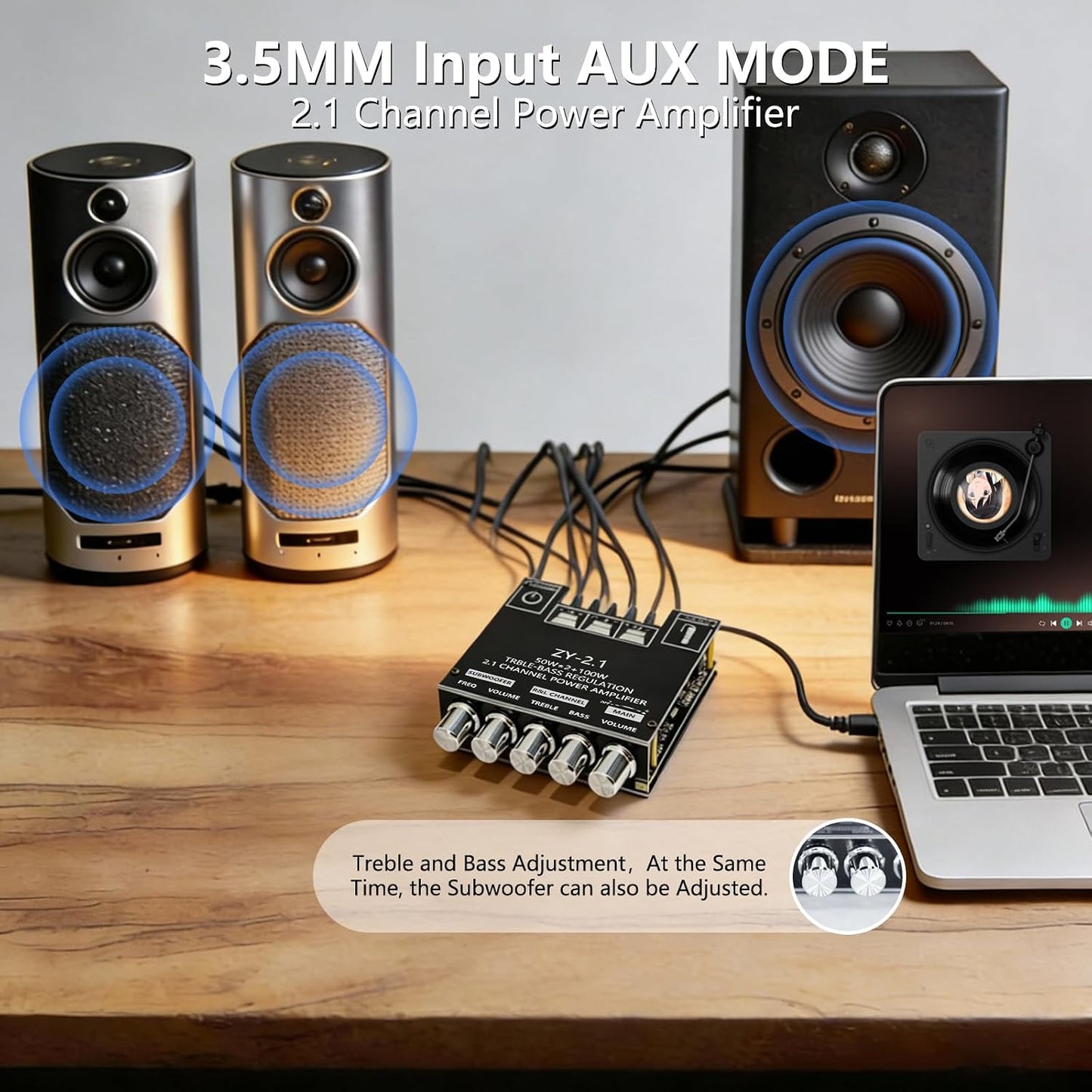 Generic 5.1 Board,200W 2.1 12-24 Bluetooth Audio Stereo Amplifier HiFi Channel Mini Subwoofer Power Amp Module