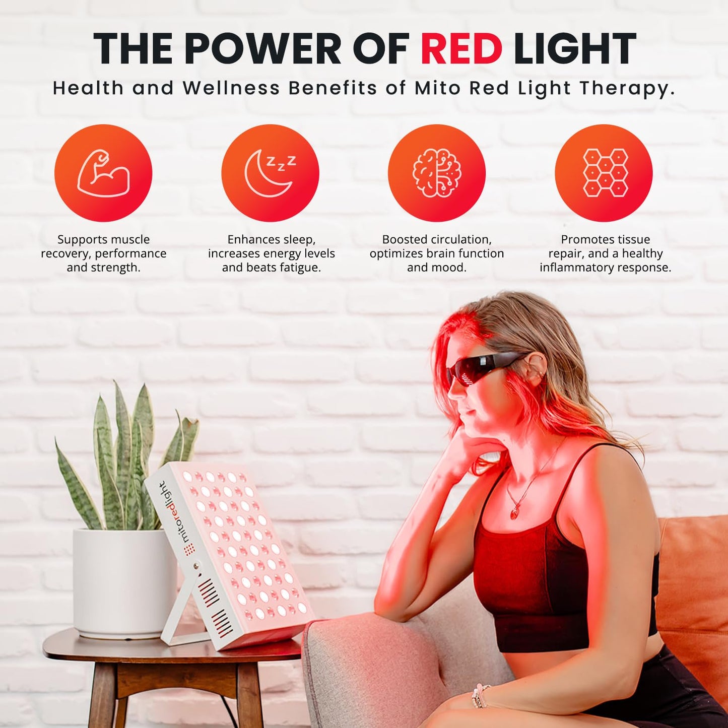 Mito Red Light – MitoMIN 2.0 Red Light Panel – Red Light Therapy for Face and Neck – Red Light & Near Infrared Red Light Therapy – At-Home Red Light Therapy for Body