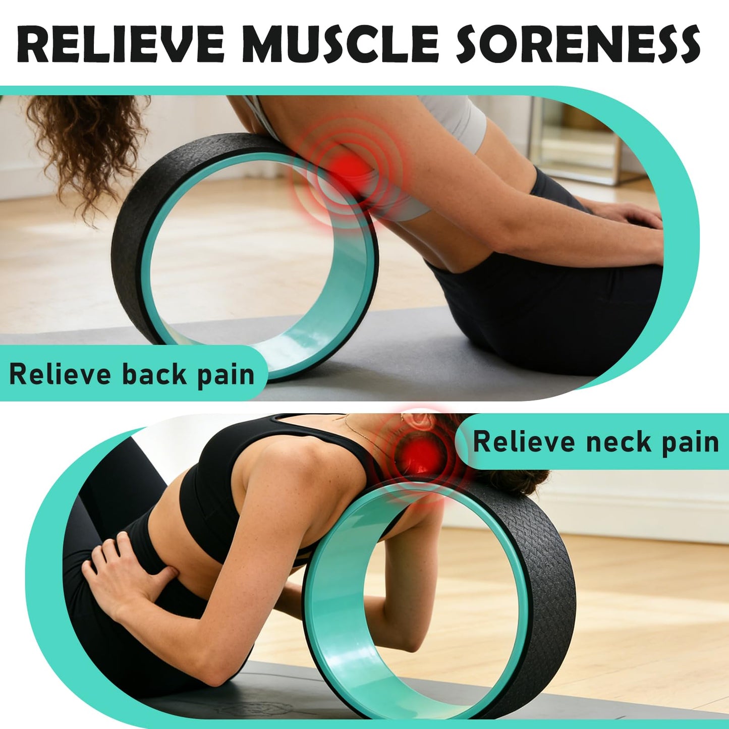 NGT 13 Inch Yoga Wheel for Back Pain Relief and Stretching - Strong & Comfortable Dharma Yoga Prop for Flexibility, Balance & Core Strength - Durable Exercise Wheel