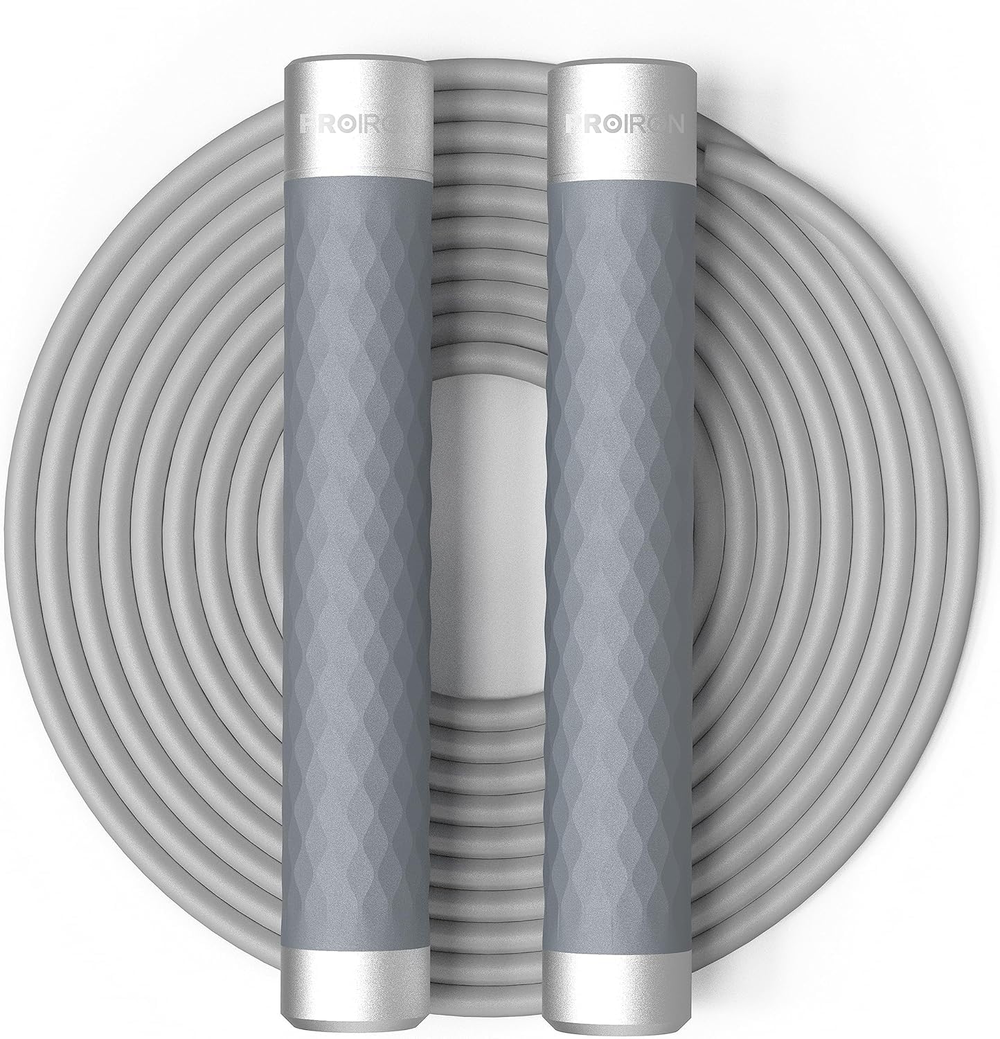 PROIRON Jump Rope Double Weighted Skipping Rope（1LB）360° Swivel Ball Bearings Tangle-Free Double Fat Burning with Aluminum Handle Heavy Jump Rope for Endurance Weight Lose Crossfit MMA Cardio & Workouts-gray