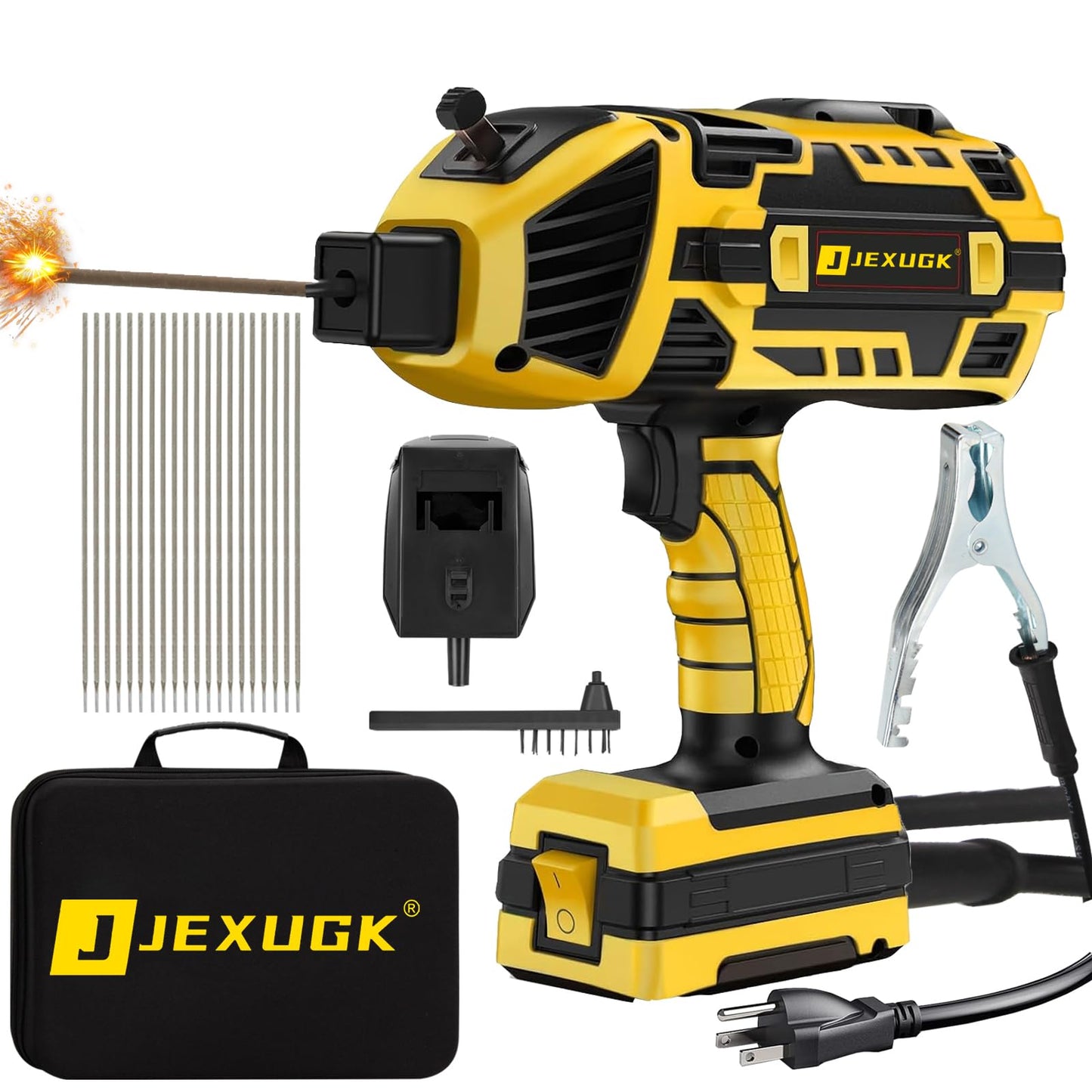 JEXUGK Portable Electric Welding Machine, 20-120A ARC Welder with IGBT Inverter, 6-Level Current Adjustment, Handheld Welding Tool Set with 20PCS 1/16"-1/8" Welding Rods, for Metal Working/DIY/Repair