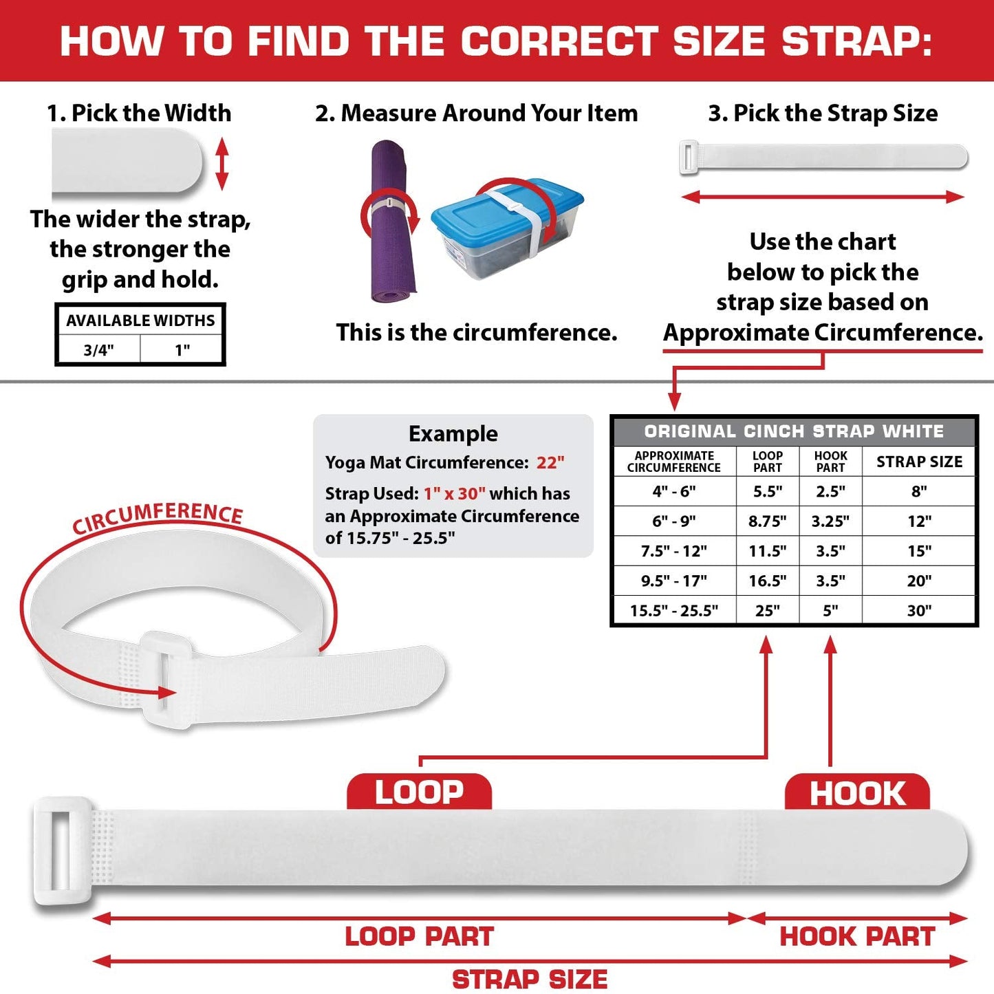 ENVISIONED Reusable Cinch Straps 1.5" x 15" - 10 Pack, Multipurpose Quality Hook and Loop Securing Straps (White)